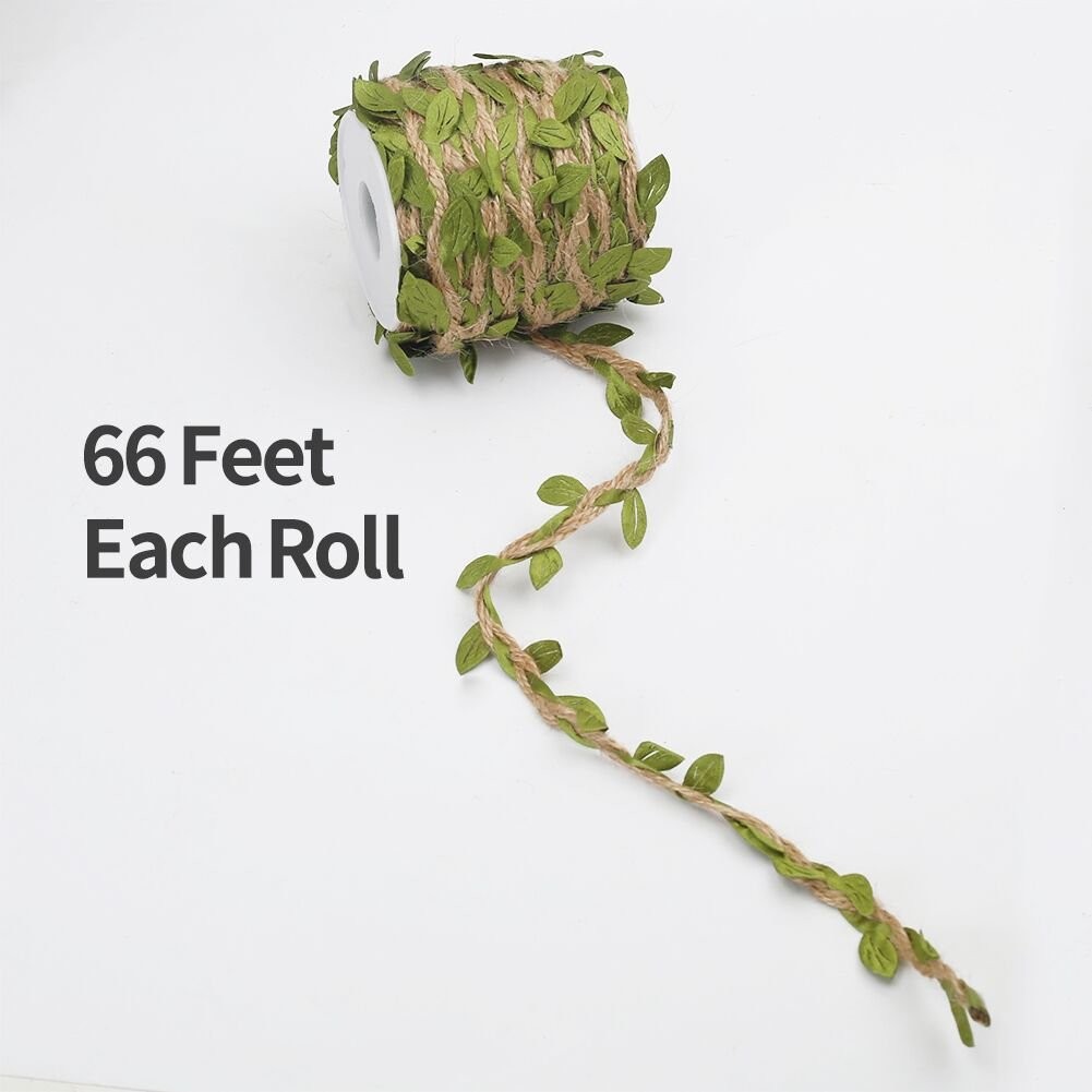 Artificial Leaf Garland, 66FT Natural Jute, Christmas Mantel Decor,green