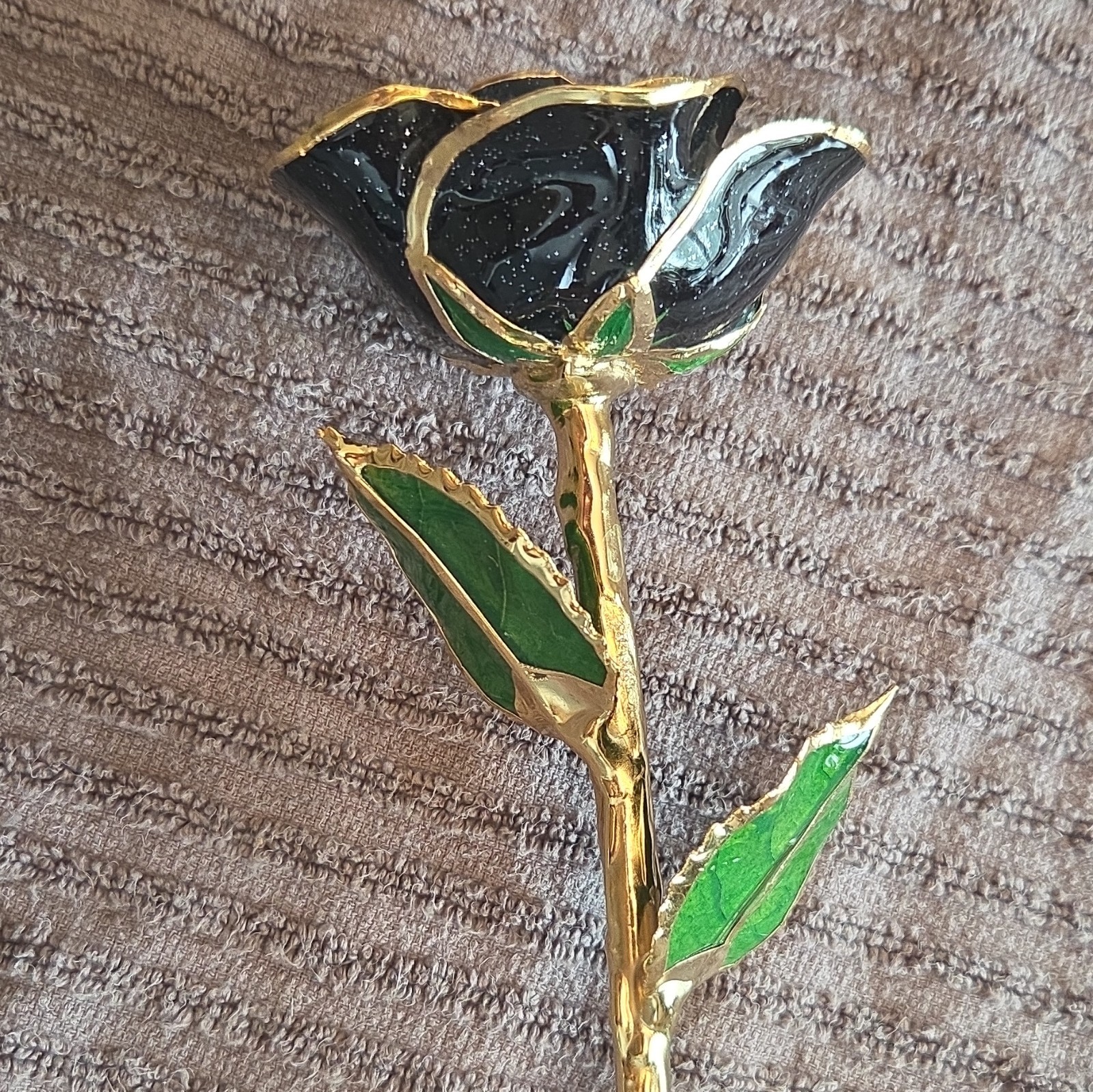 I Hate Steven Singer Artificial Black Rose Flower Stem Twig w/ Gold Trim