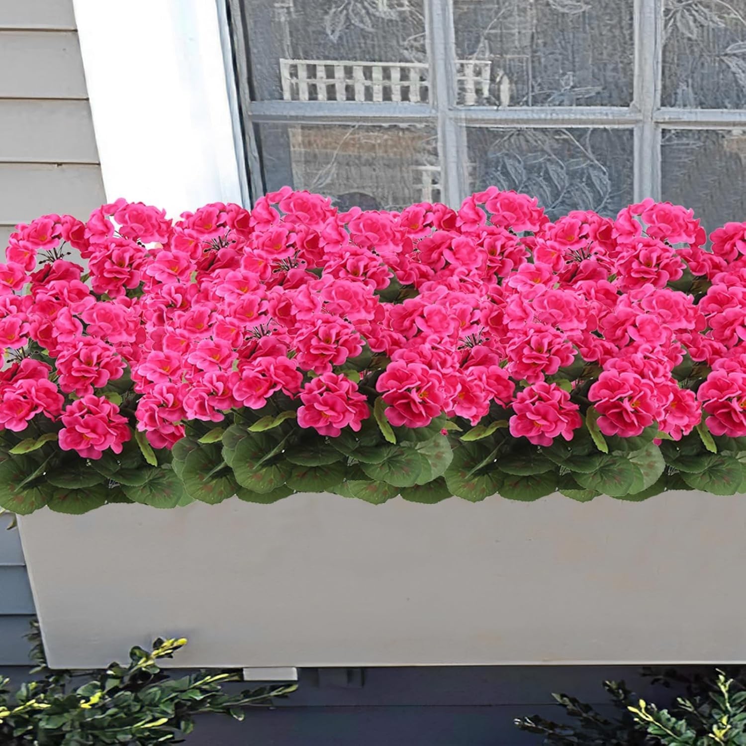 3 Pcs Artificial Geraniums Flowers Silk Geraniums UV Resistant Rose Red