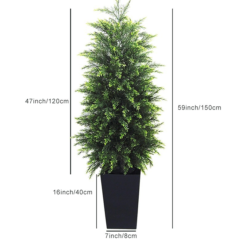 Realistic 120cm Faux Evergreen Cedar Tree inBlack Decorative Tall Pot Home Decor