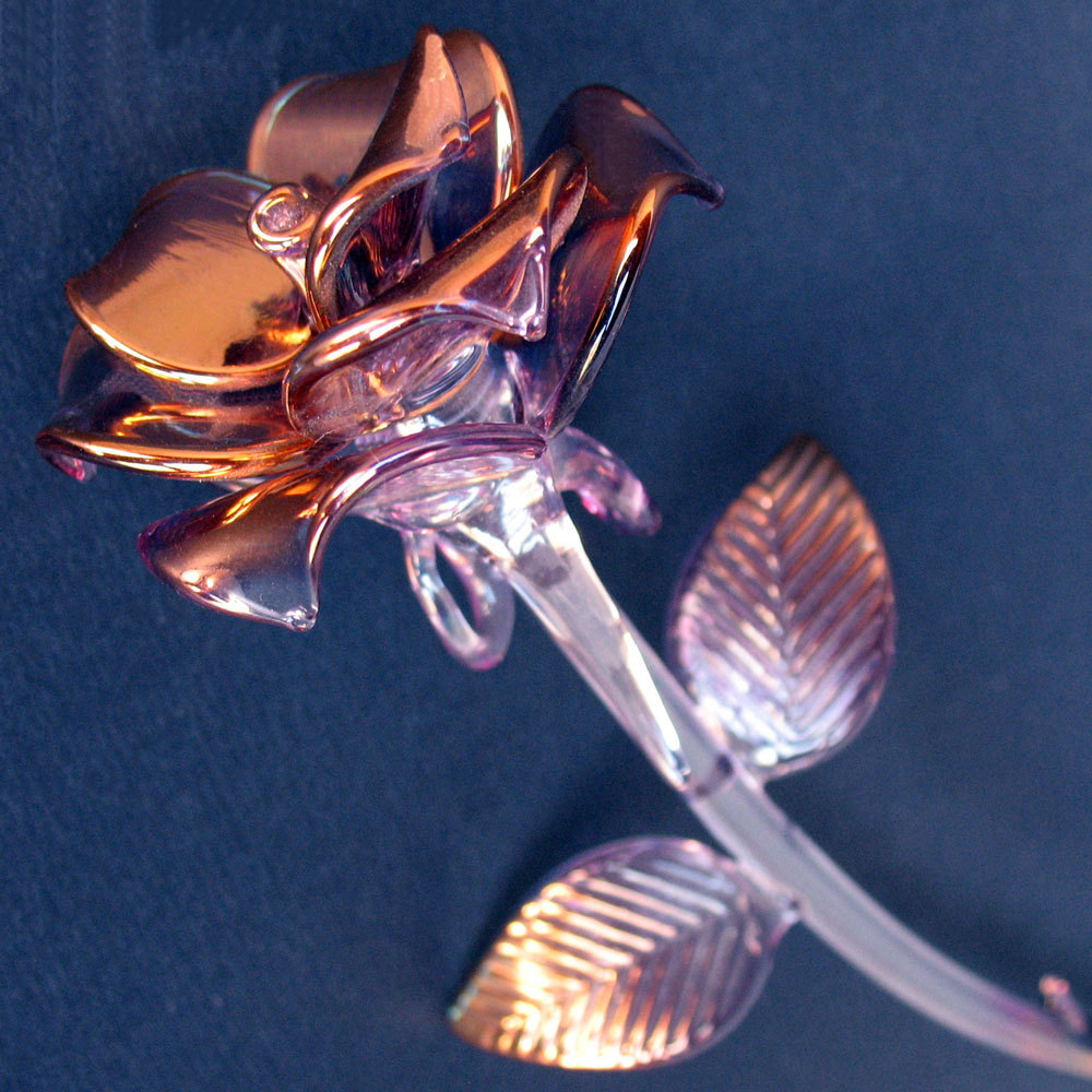 Glass Rose Hand Blown Crystal 24k Gold Figurine