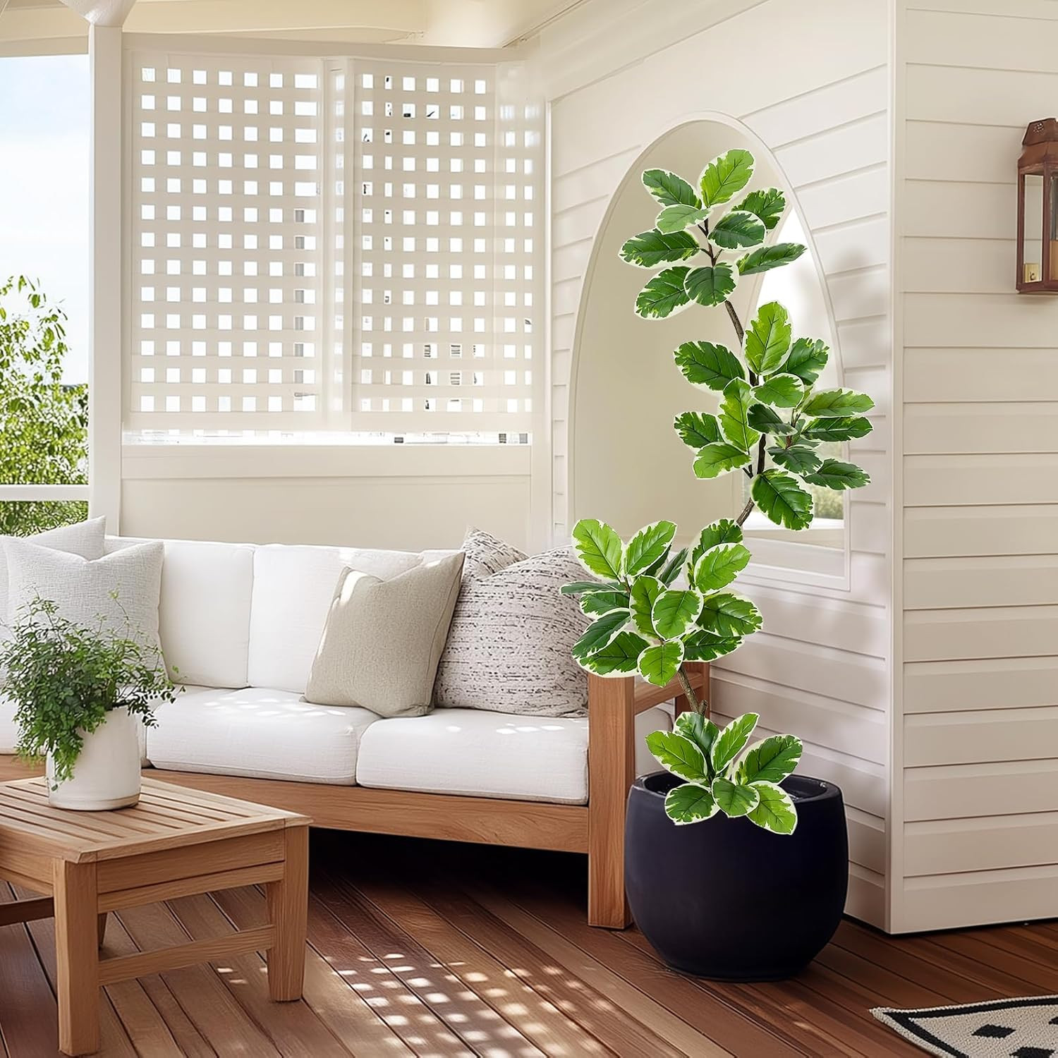 7FT Fiddle Leaf Fig Tree – Realistic Faux Indoor Plant with Planter & Pebbles