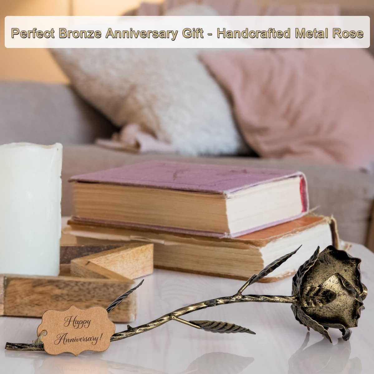 Bronze Anniversary 8 Year Gifts – Metal Rose 8th Anniversary for Her Bronze