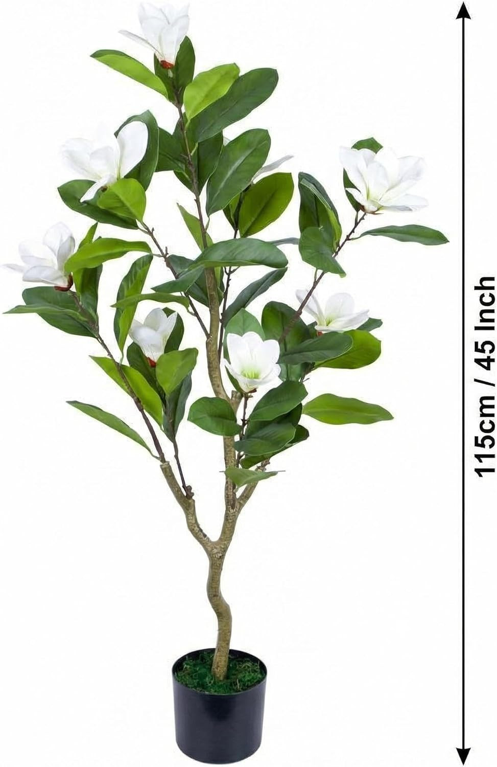 Set of 2 – 45″ Faux Magnolia Trees with Realistic Leaves & Flowers for Decor