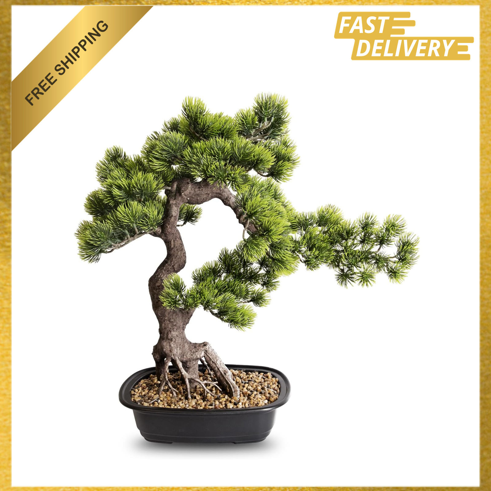 Artificial Bonsai Plant, Faux Juniper Tree 20 inch, Indoor Decor for Office Home