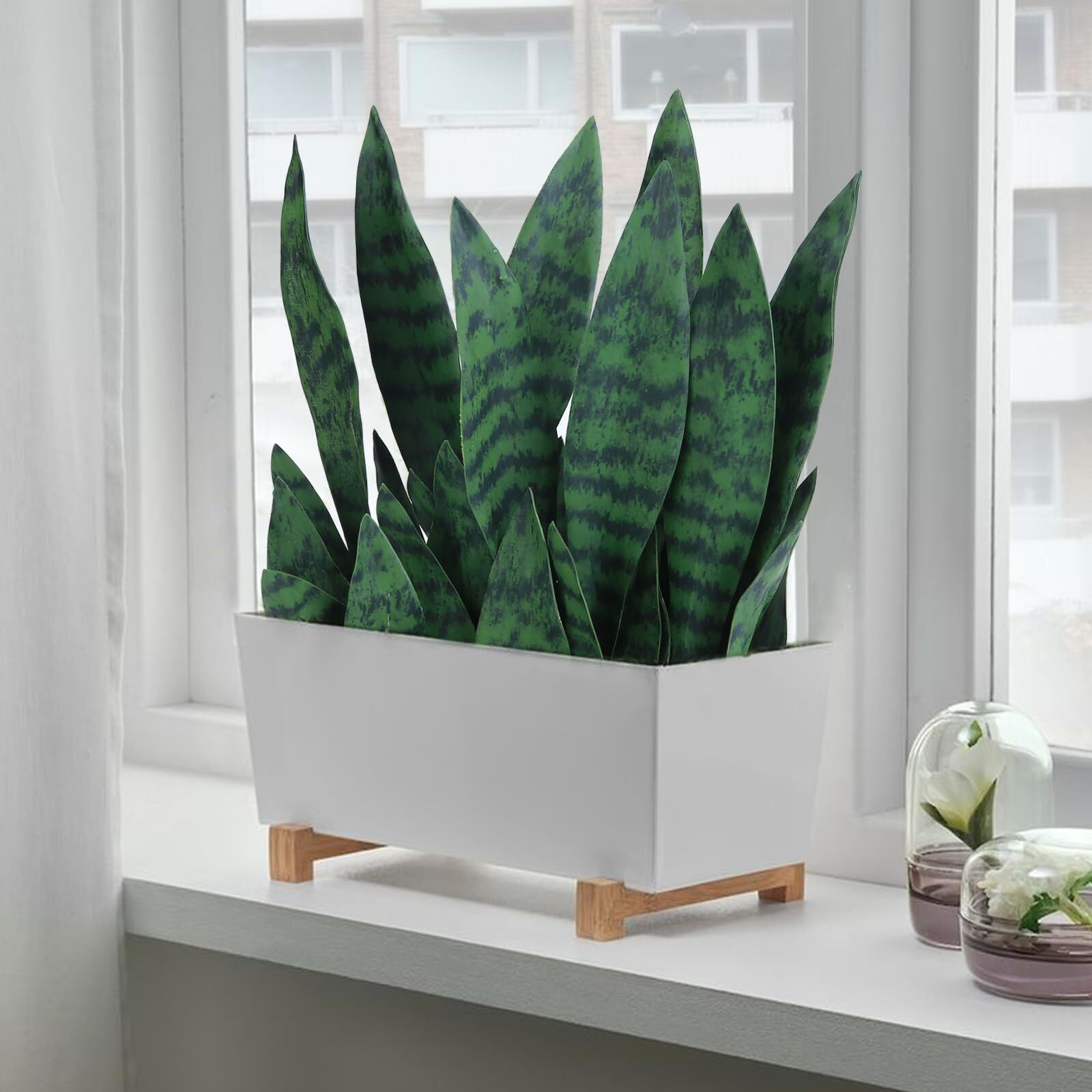 10pcs Fake Snake Plants Leaves Set 15inch Artificial Small Sansevieria Leaves
