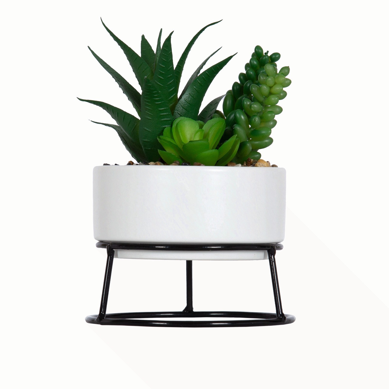 6-pack 6.5″ Artificial Agave and Sedum Succulents in Ceramic Planter, Multicolor