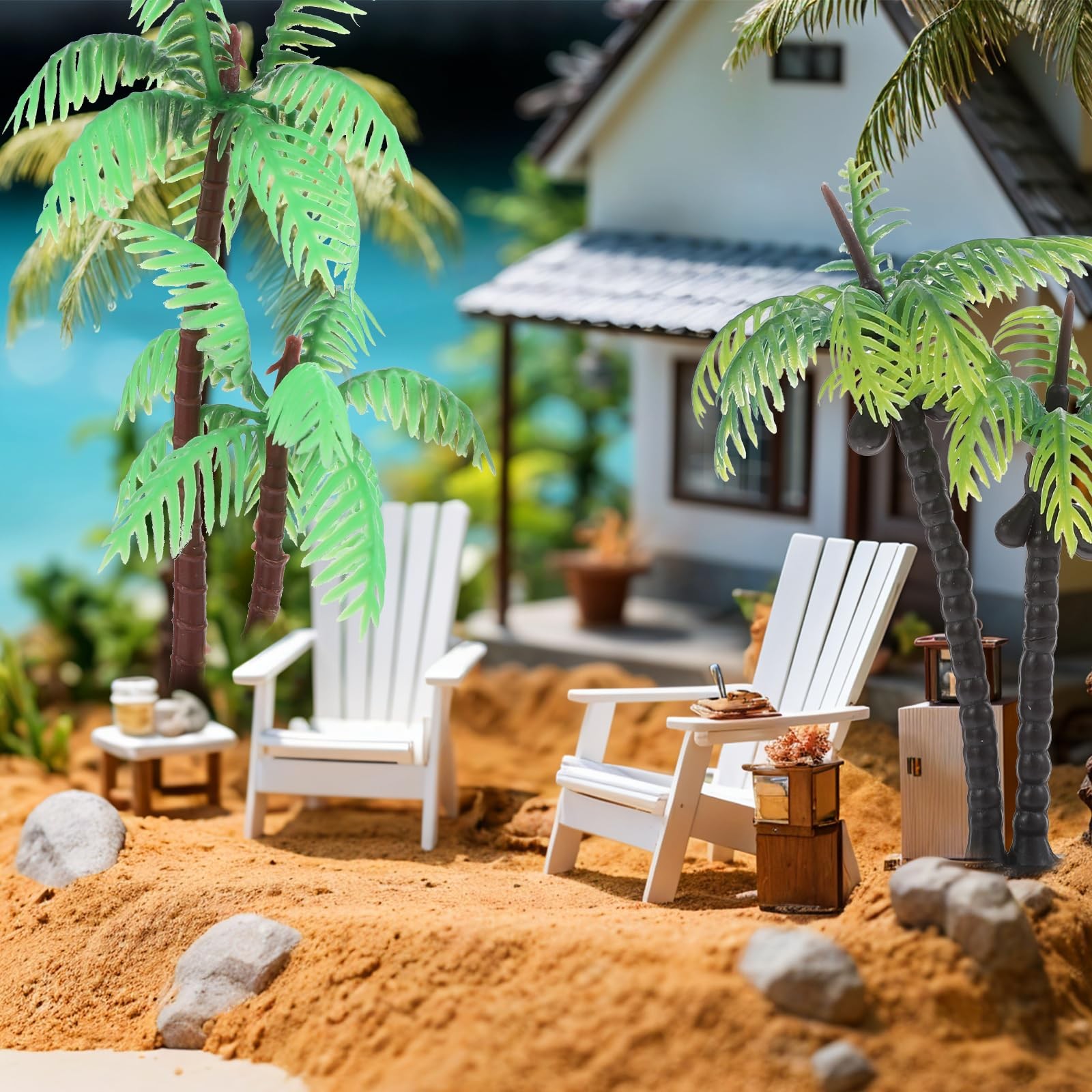 Palm Tree Cake Topper, 10 Pcs Mini Fake Palm Tree Decor Imitation Coconut Tre…