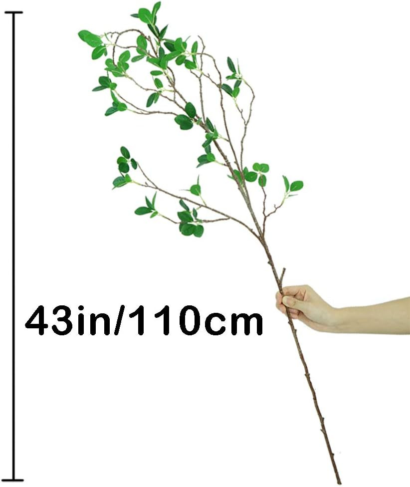 43″ Artificial Greenery Stems Plants Faux Leaf Green Eucalytus Branches Ficus Tw