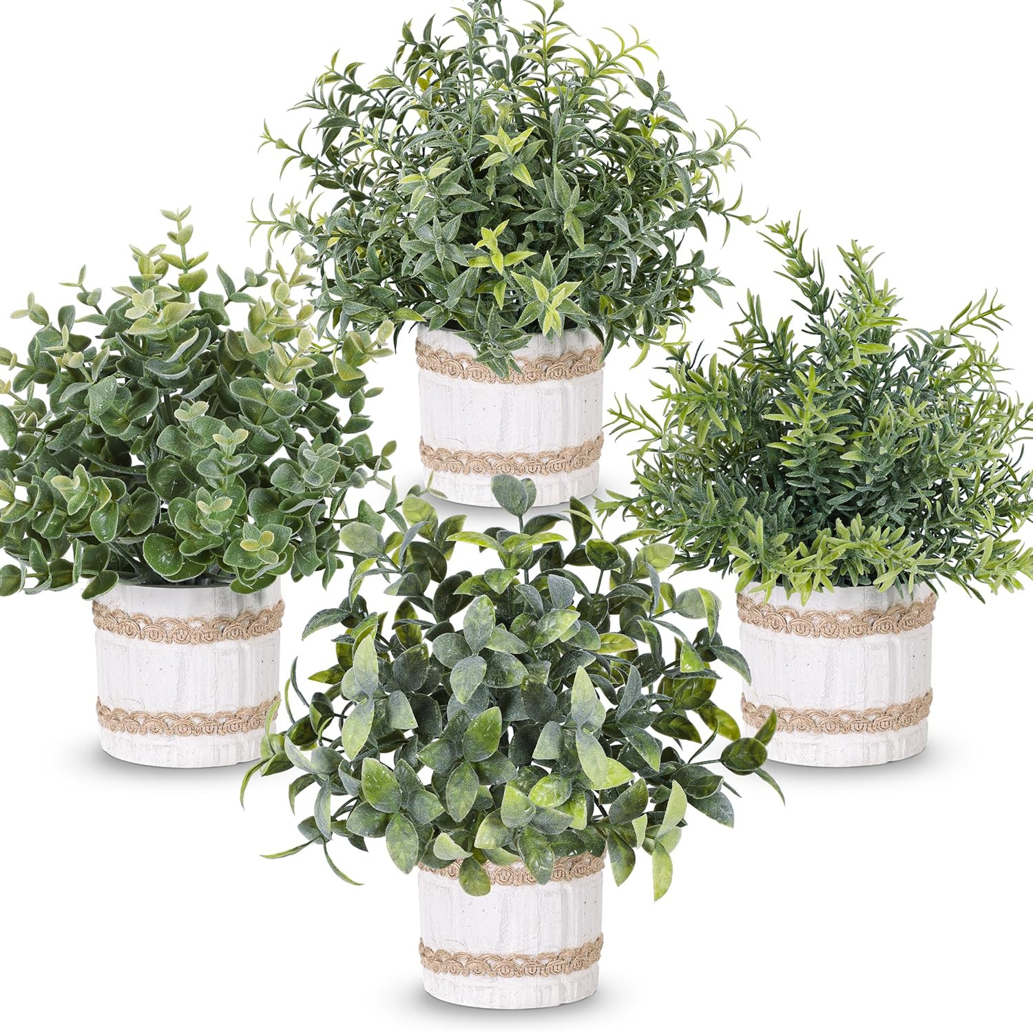 Der Rose 4 Pack Farmhouse Fake Plants Artificial Plants Indoor for Home Kitchen