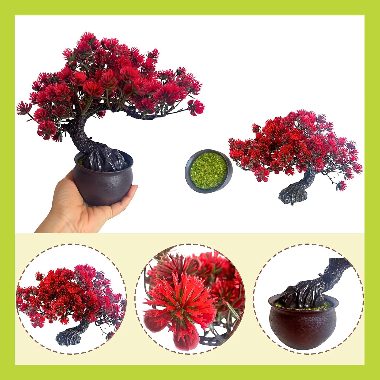 Artificial Plants Artificial Bonsai Juniper Tree Potted Faux Japanese Pine Bonsa