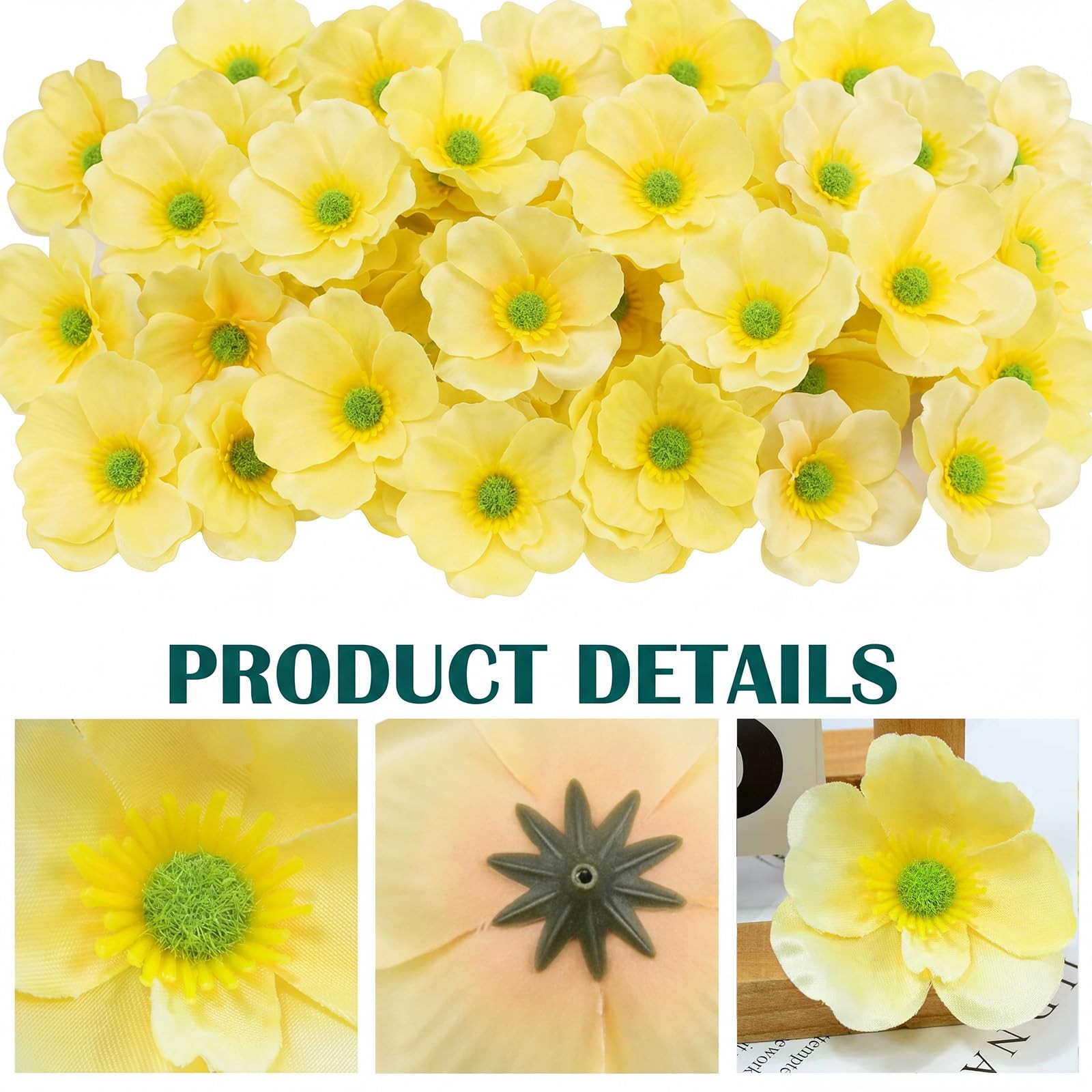 150Pcs Artificial Poppy Flowers, Solid Champagne Color, Faux Poppies for Memo…