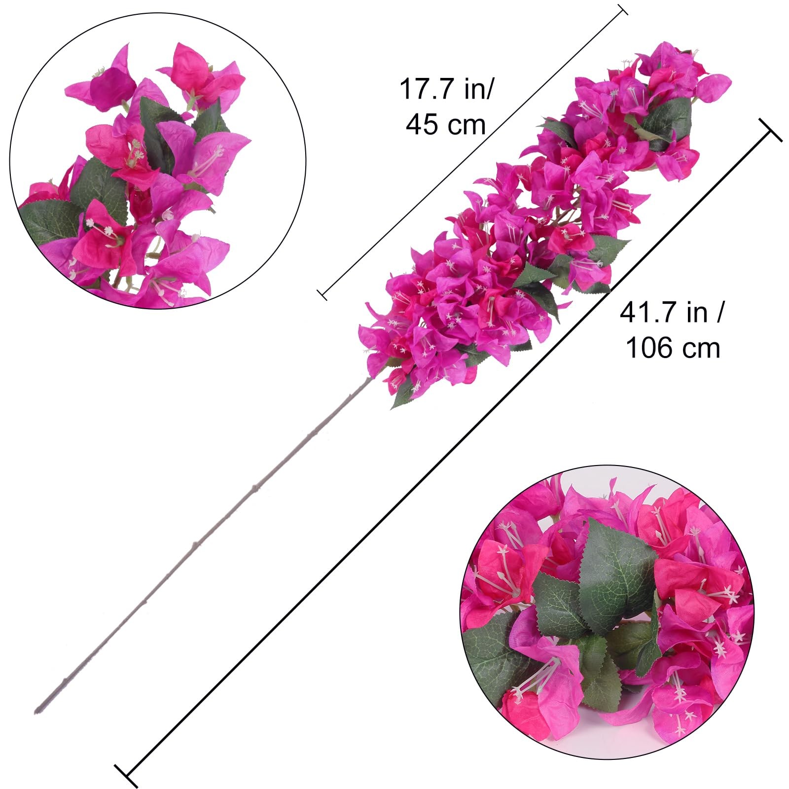 4PCS Bougainvillea Artificial Flowers 42″ Long Stem Faux Silk Bougainvillea F…