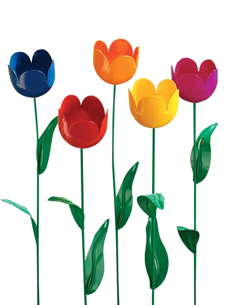 Metal Tulip Stakes, Set of 5