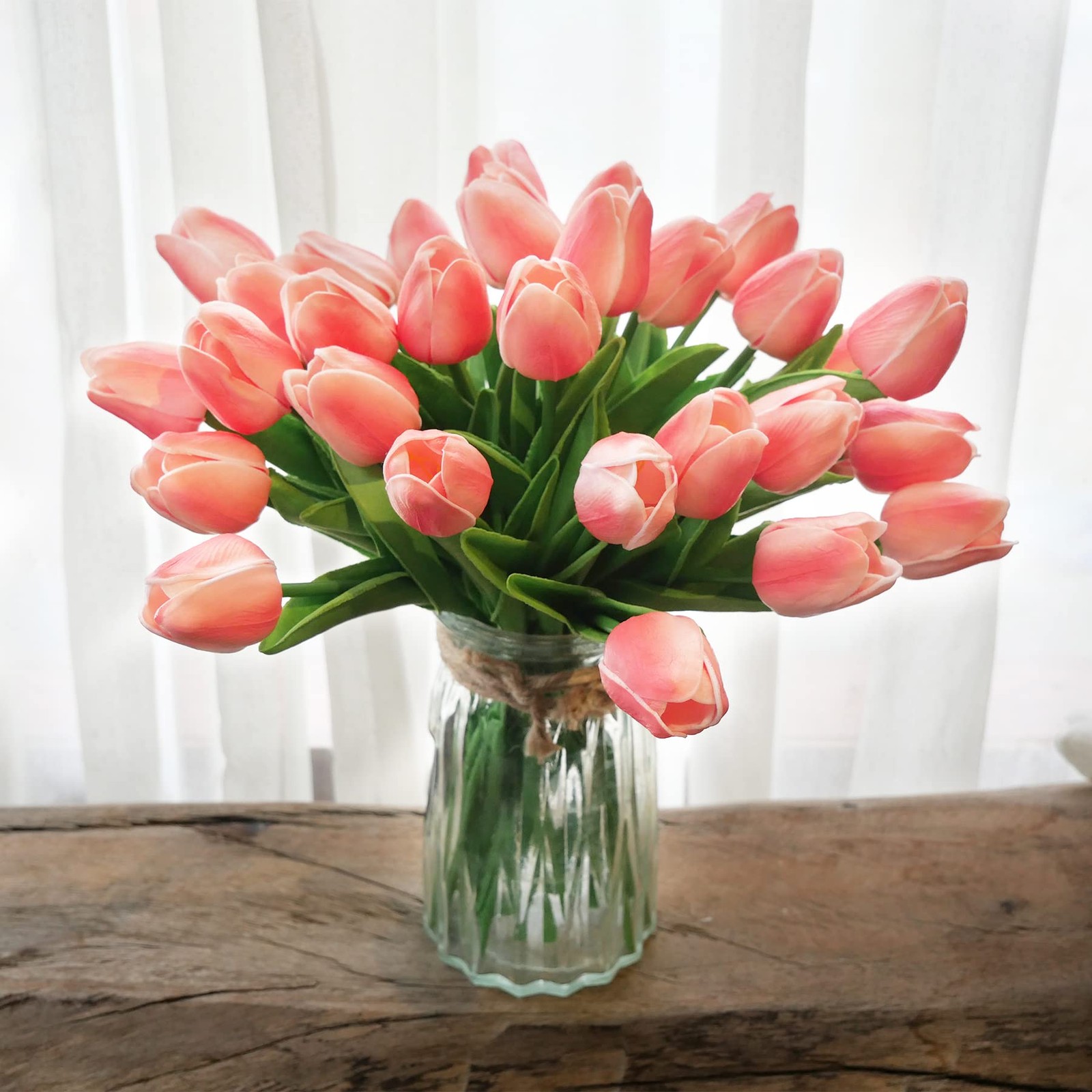 Artificial Flowers 14″ Tall Real Touch Tulips – Home Decor, Wedding Bouquet
