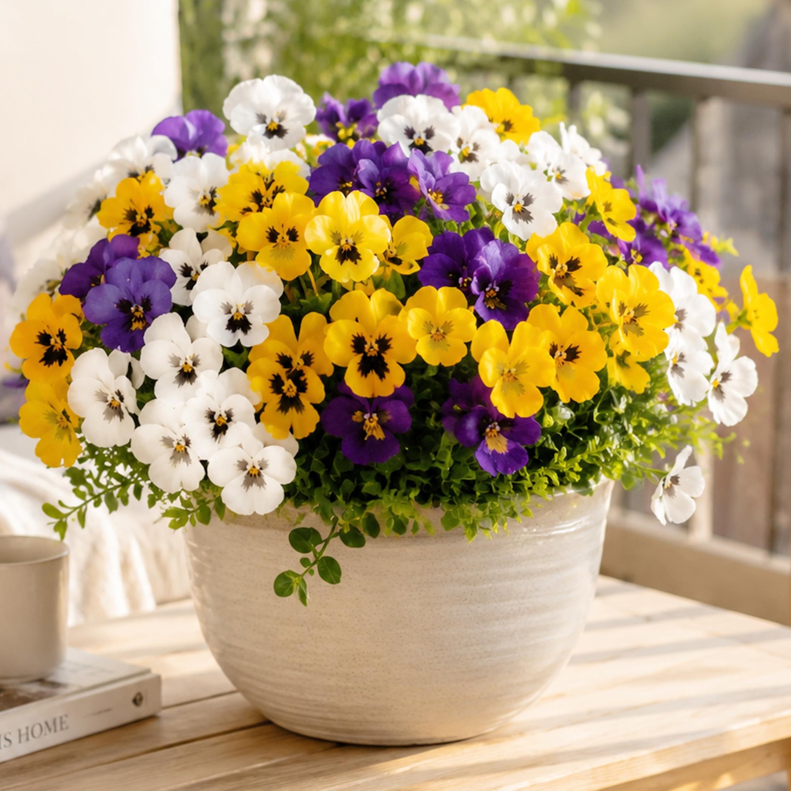 UV Resistant Artificial Pansies, Realistic No Fade Spring Faux Flowers, Flexi…