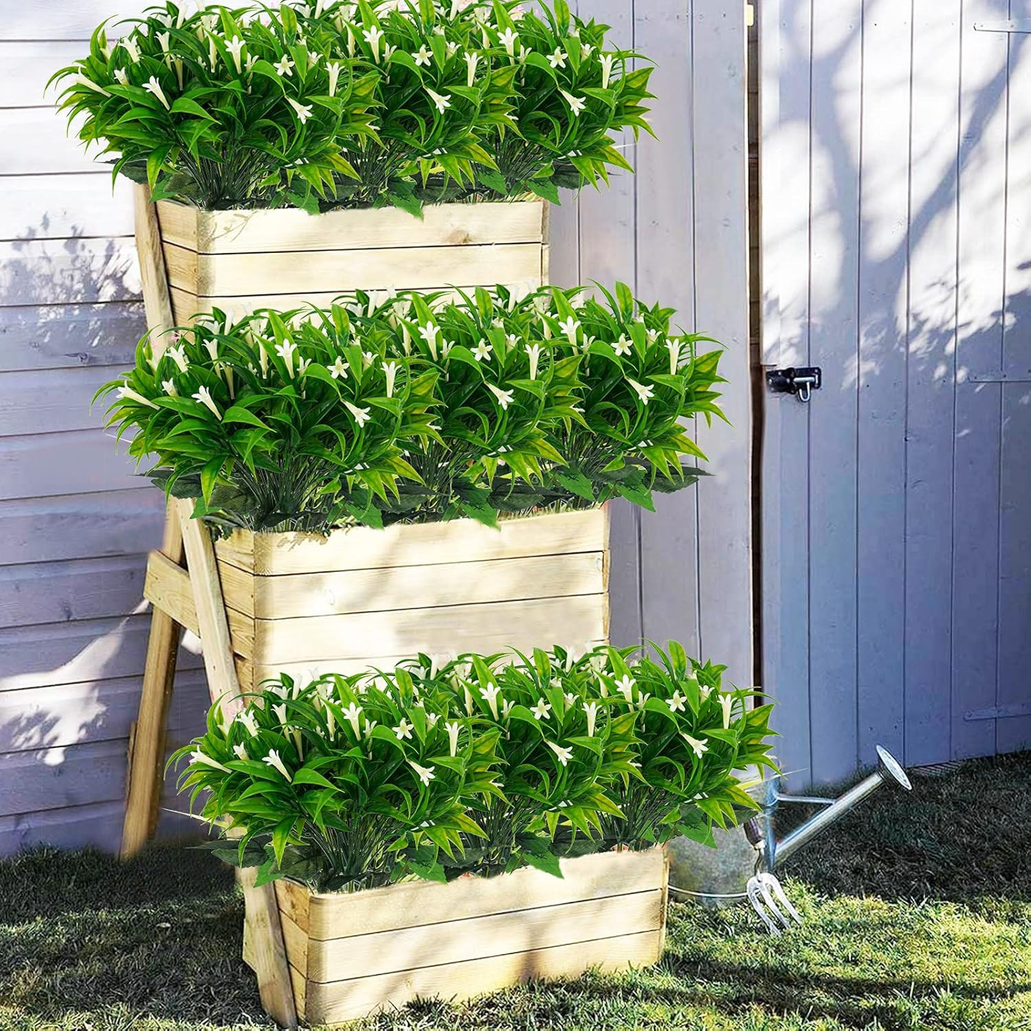 6Pcs Outdoor Artificial Plants UV Resistant Fake Morning Glory Plastic Plants Sh