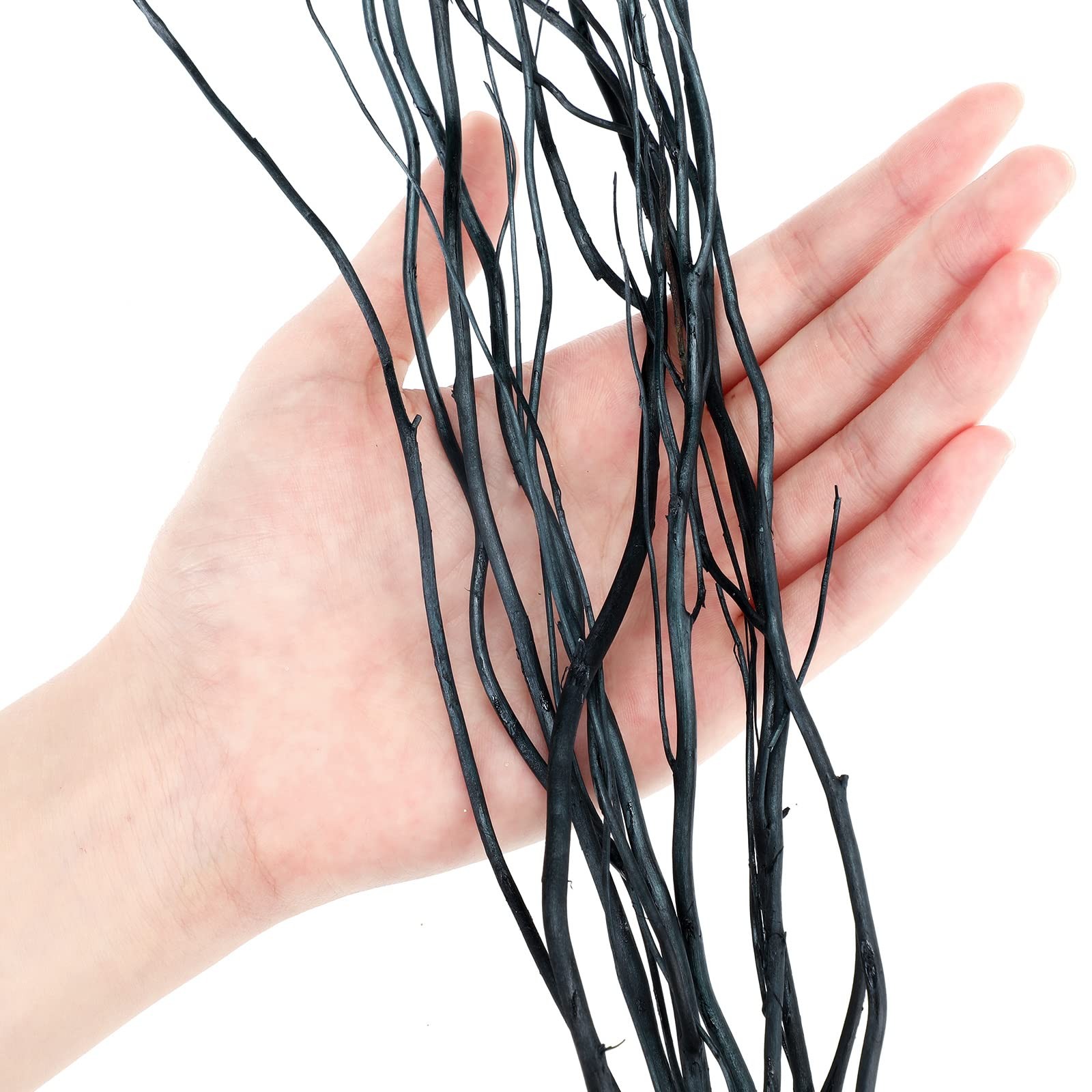 50 Pcs 15.75 Inch Black Curly Willow Branches, Dried Twigs, Vase Filler, DIY