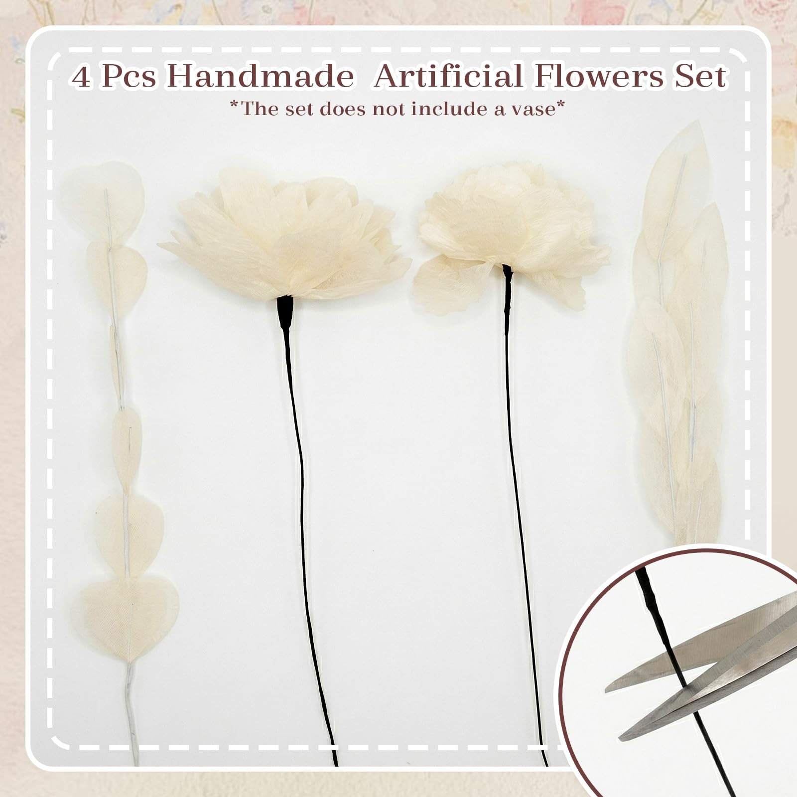 Handmade Cotton Artificial Flowers, Faux Wildflowers with Bendable Stems for …