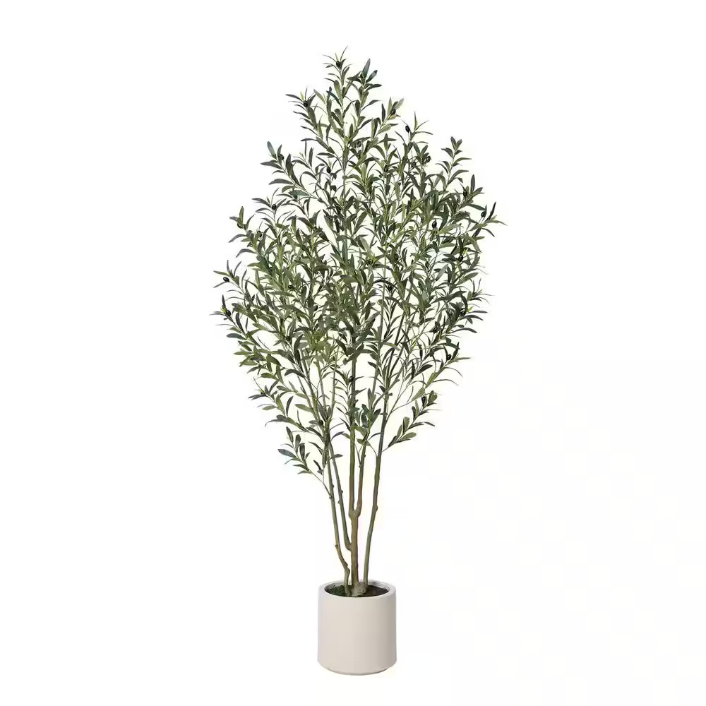 7Ft.Artificial Olive Tree Indoor/Outdoor- Faux Plant Uv-Resistant ,Dense Foli…