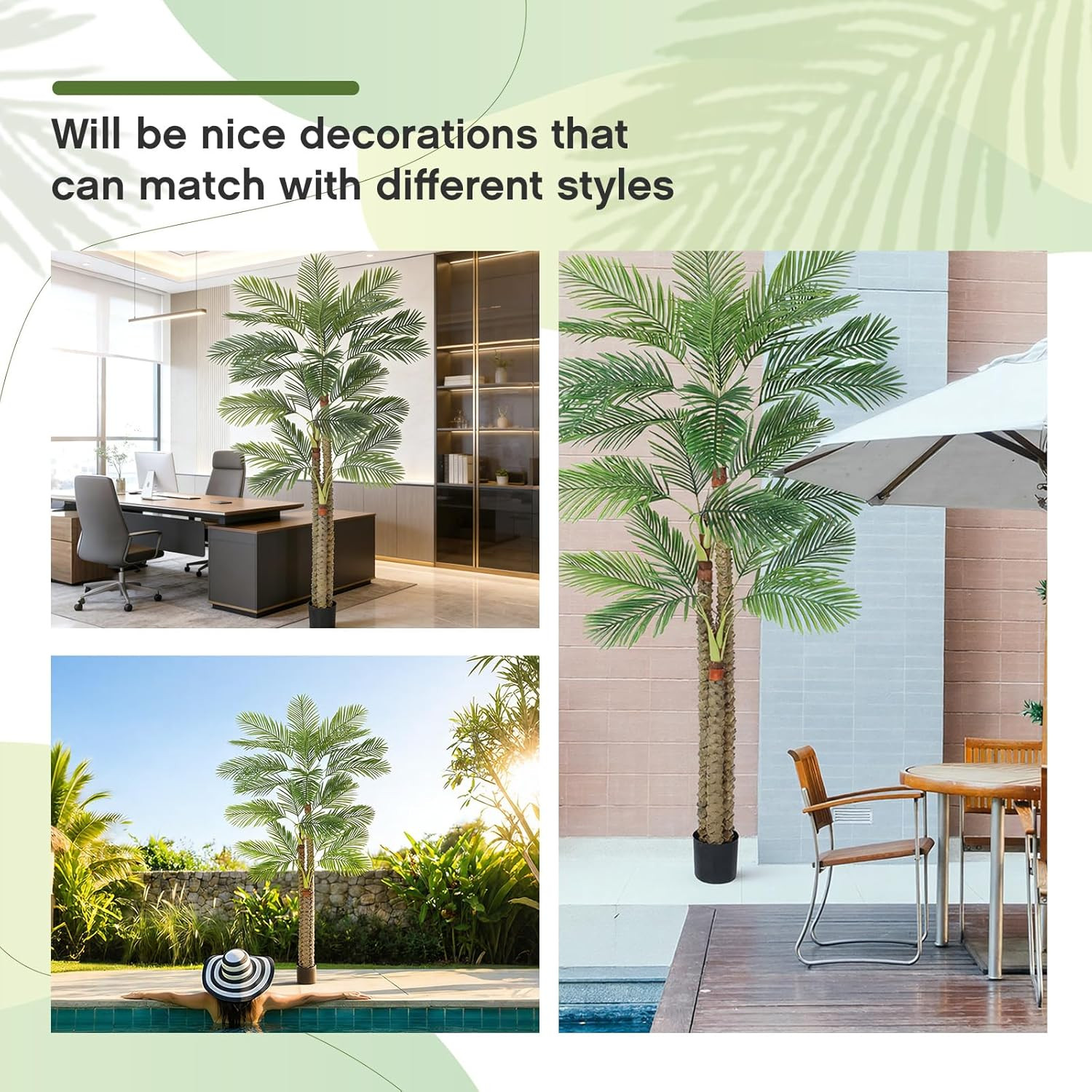 10 Ft UV Resistant Artificial Palm Tree for Indoor/Outdoor Aesthetic Decor