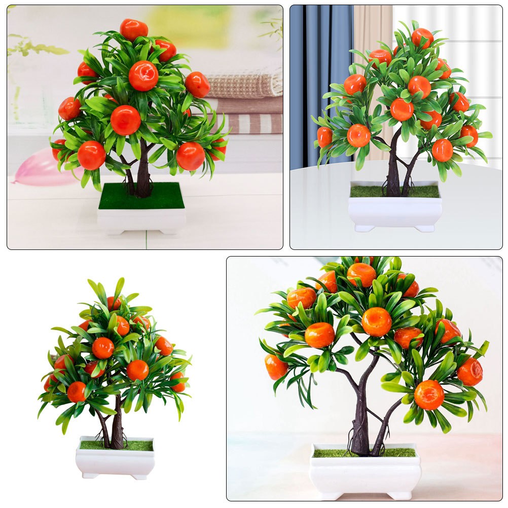 Fake Bonsai Tree Artificial Potted Fruit Tree Fruit Kitchen Decor Adornment