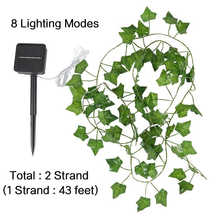 2 × 43 Feet Fake Vines with 260 LED Solar Outdoor String Lights, Hanging Fake…