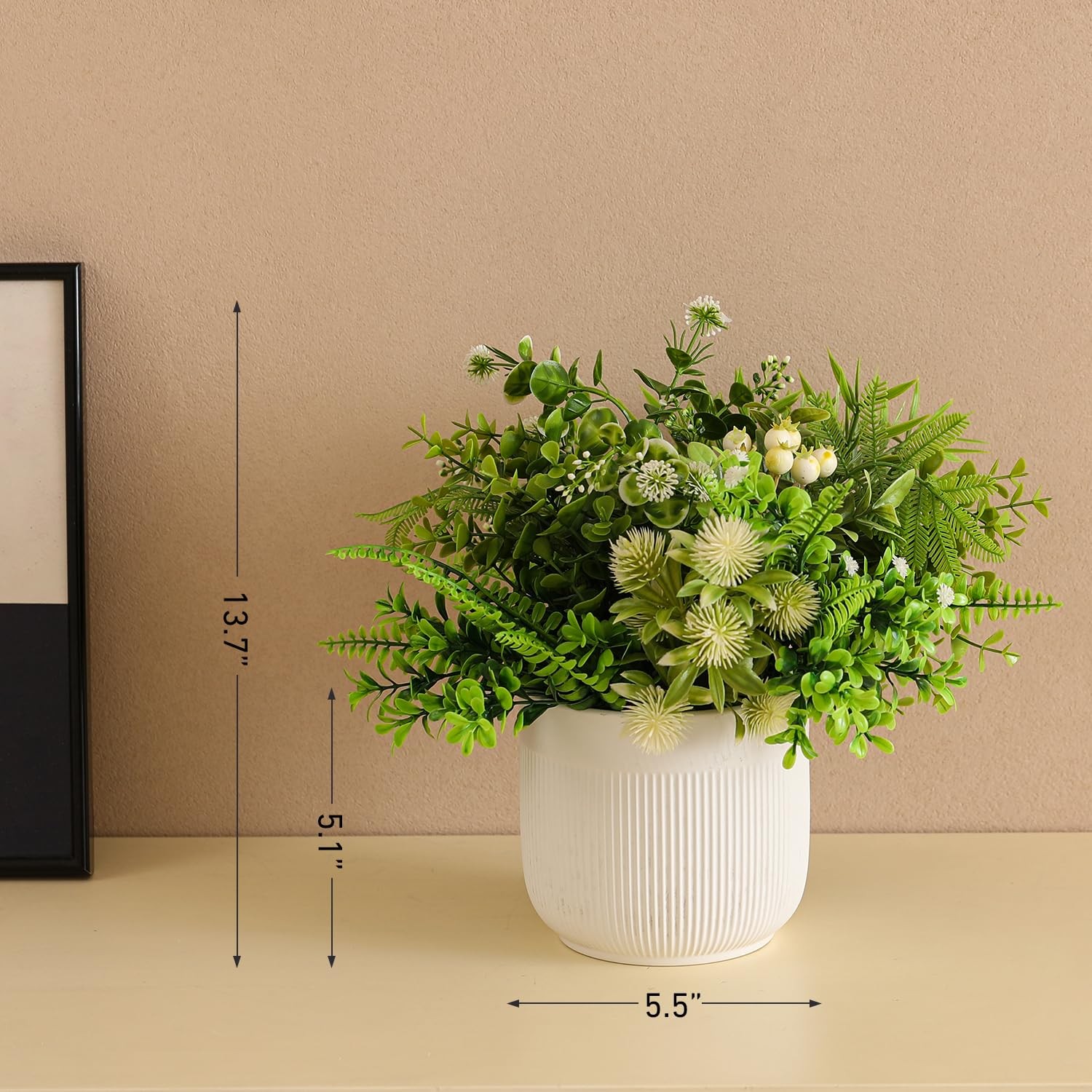 Fake Plants with Ceramic Pots, Artificial Plants Indoor, Faux Plant Flowers f…