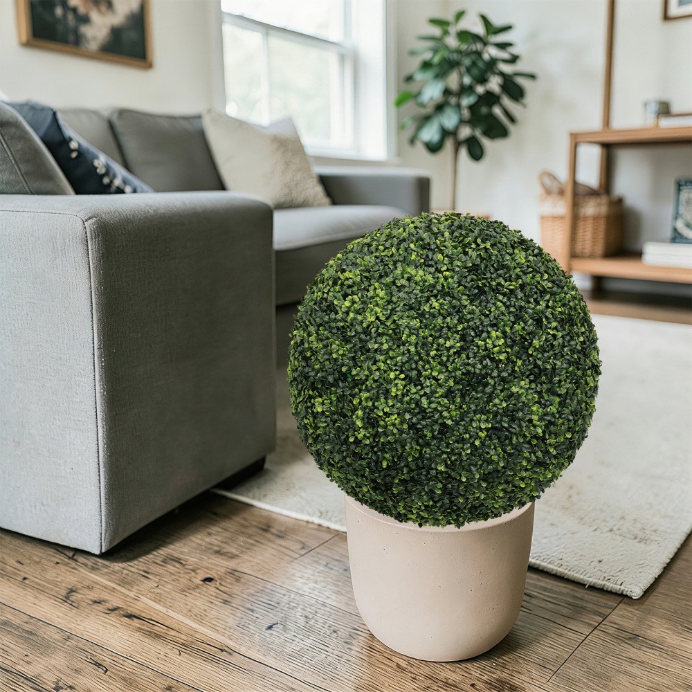 22.4IN Dark Artificial Topiary Balls Outdoor Faux Boxwood Large Decorative