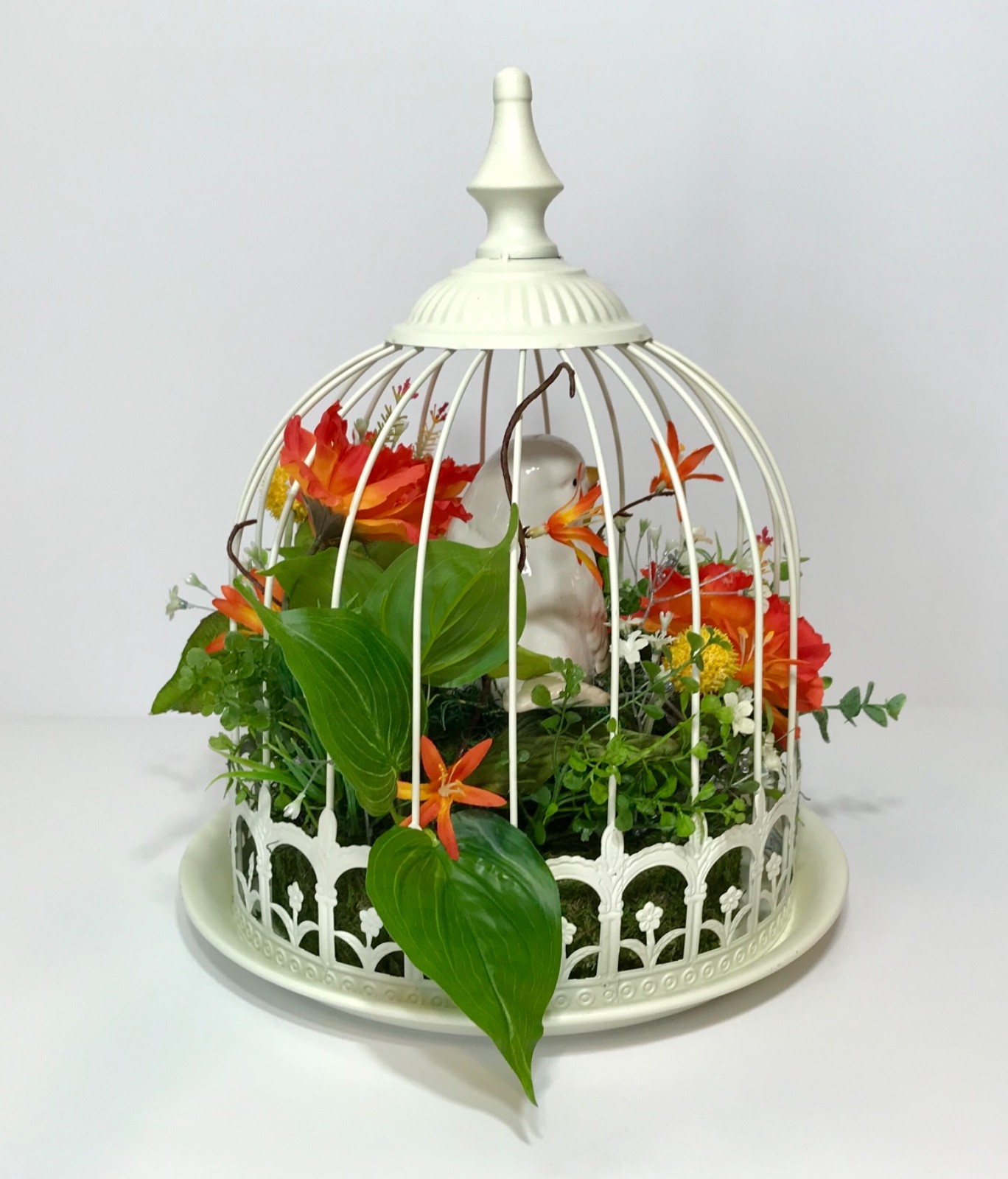 BIRD FLORAL BIRD CAGE LRG BIRDCAGE WEDDING CENTERPIECE TABLE DECOR ARRANGEMENT