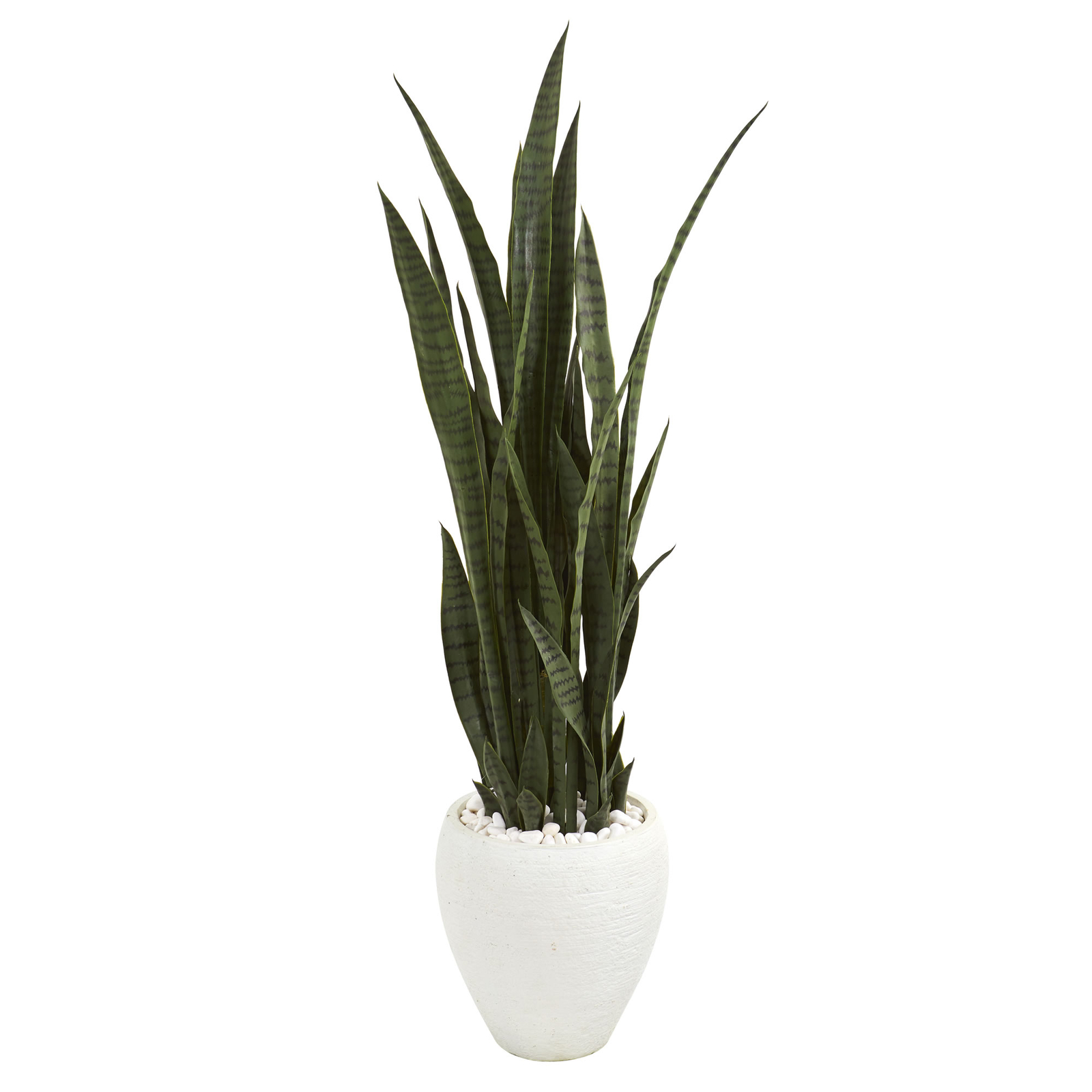Nearly Natural 51” Sansevieria Artificial Plant In White Planter Realistic Decor