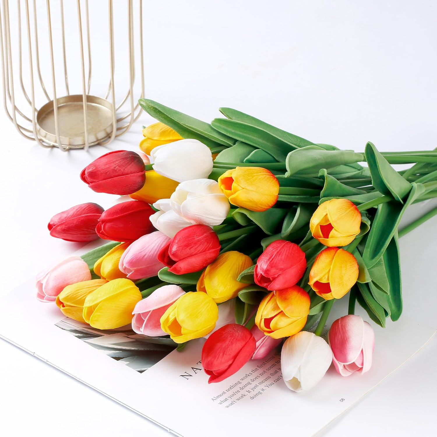 30 Pcs Fake Tulips Artificial Flowers Real Touch PU Faux Flowers Tulip Stems …