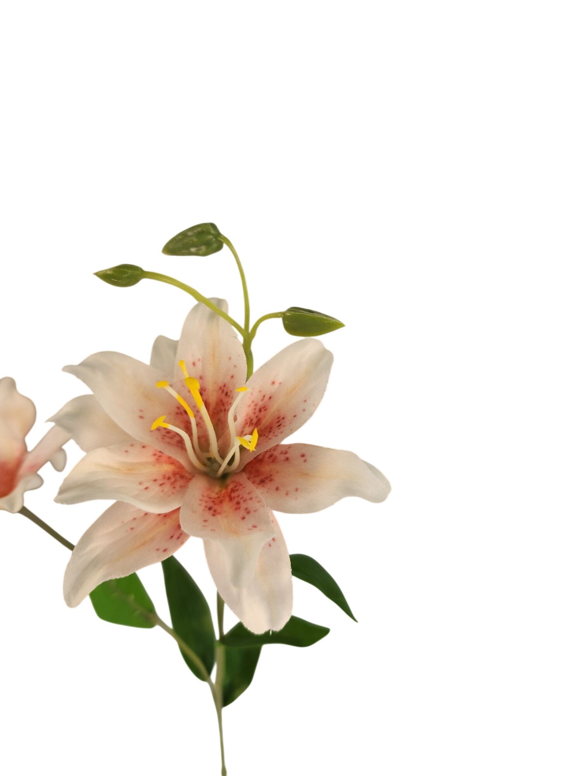 Luxury Artificial Asiatic Lily Stem 27 Inch | Blush Pink and White Faux Lily | D
