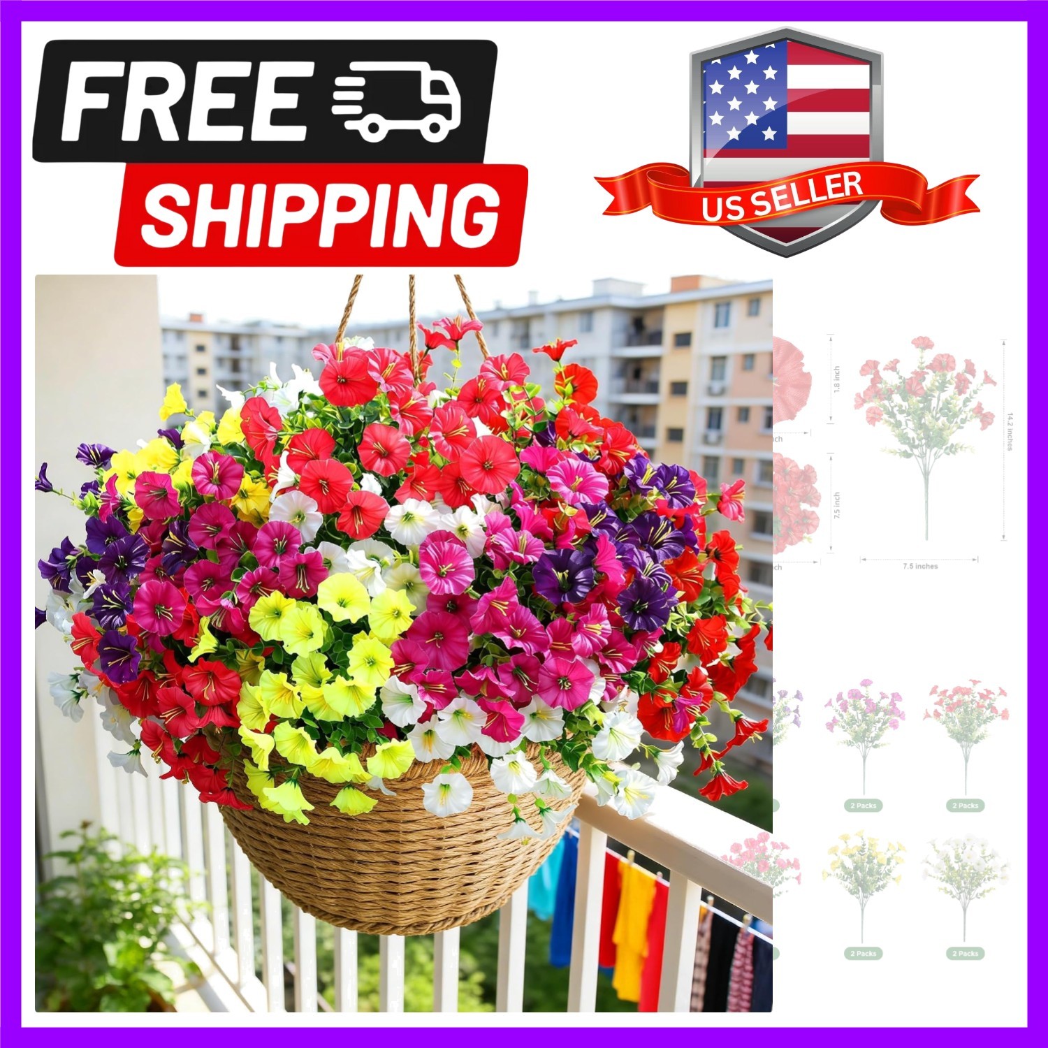 Vibrant UV-Resistant Faux Plants – 12 Bundles for Effortless Outdoor Style