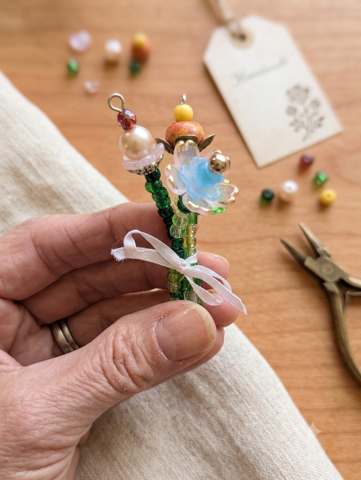 Mini Beaded Flower Bouquet | Handmade Bead Flower Arrangement | Tiny Floral Gift