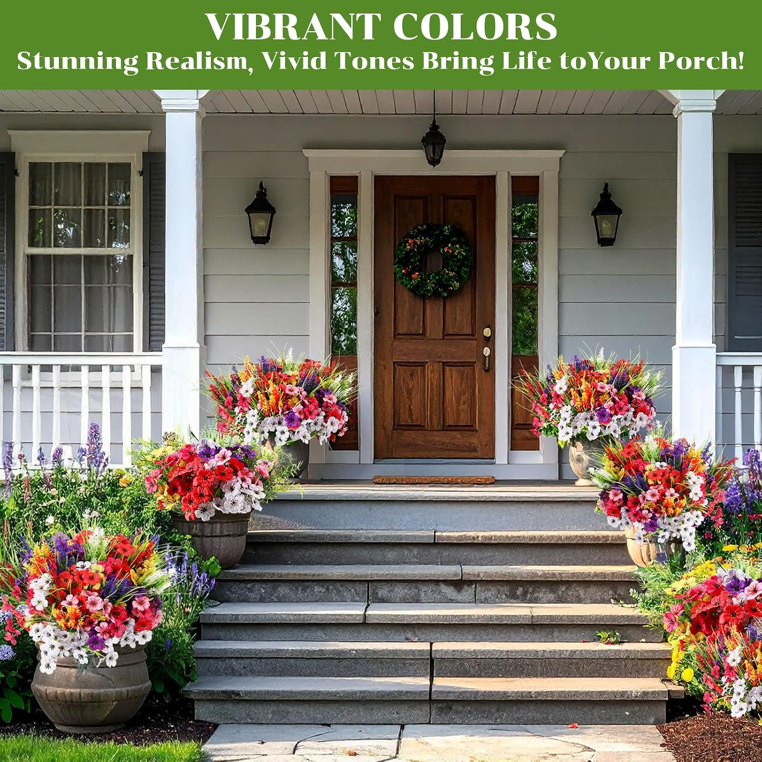 UV Resistant 48 Bundles Artificial Flowers for Indoor & Outdoor Decor