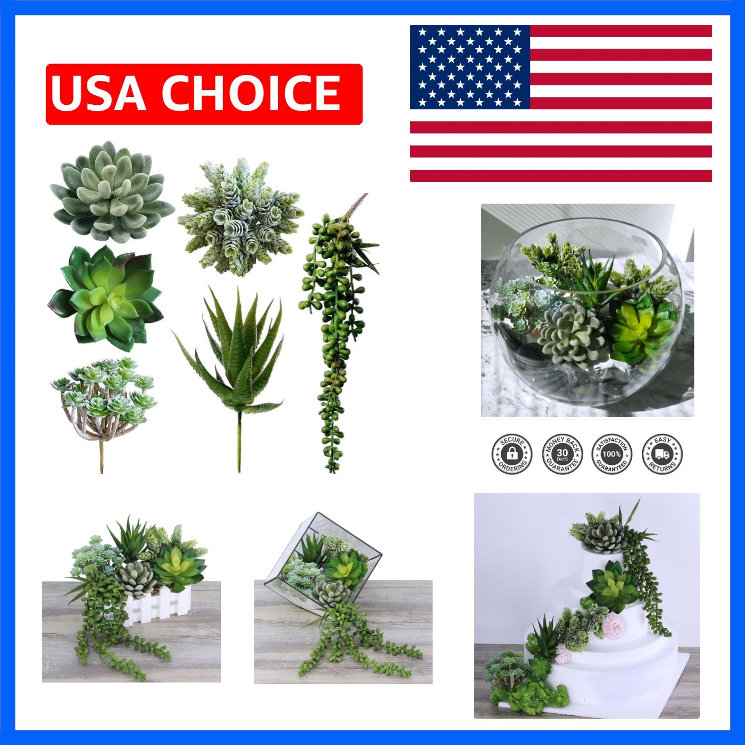 6 Pcs Unpotted Fake Succulents Assorted Faux Succulent in Different Green Art…