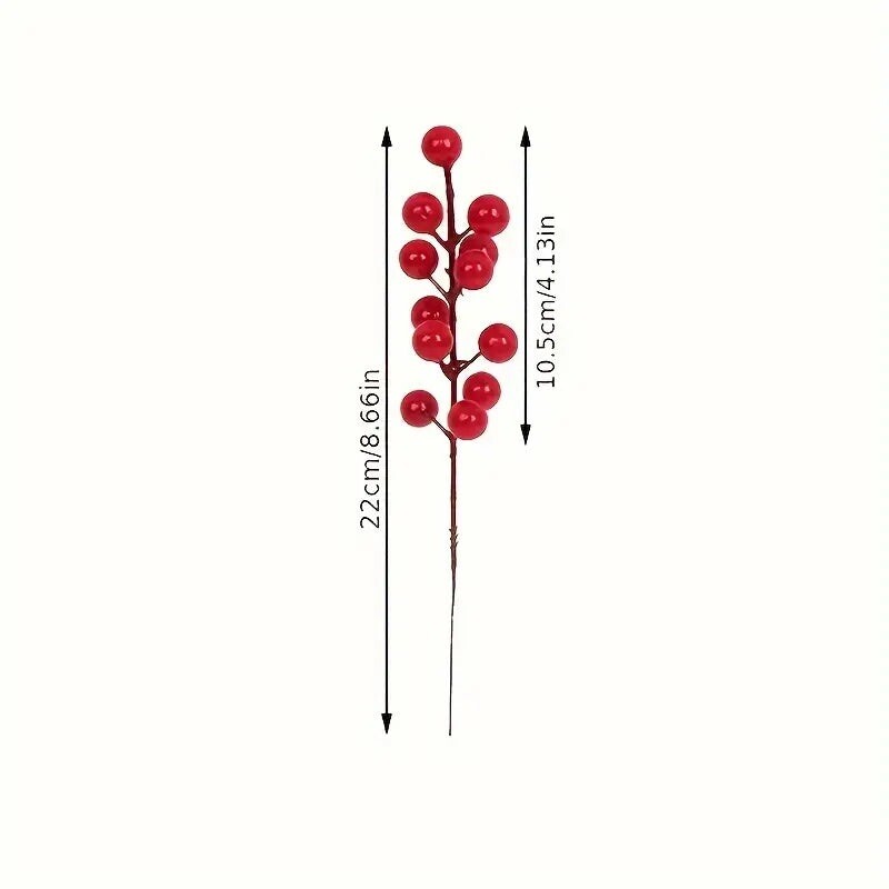 12pcs, Lunar New Year, New Year, Christmas Red Berry Stems