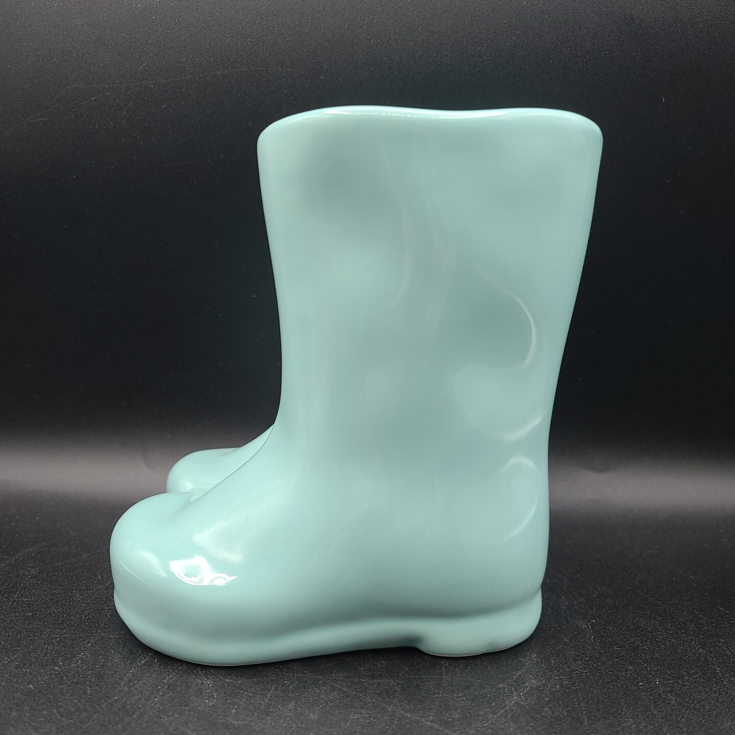 Rae Dunn “Fresh Herbs” Ceramic Rain / Garden Boots Herb Planter 7″ Aqua Blue