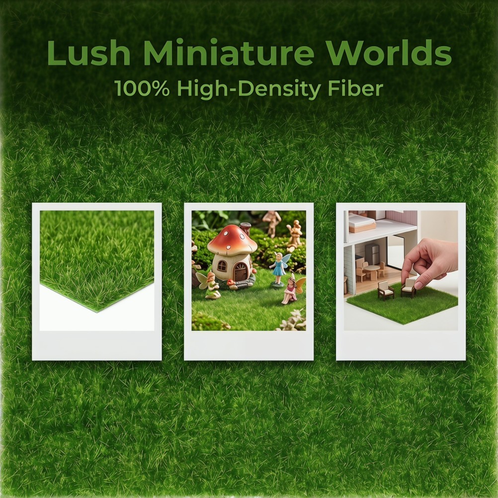 18pcs Fake Grass Decor Crafts Artificial Moss Squares Fairy Garden Turf Diorama