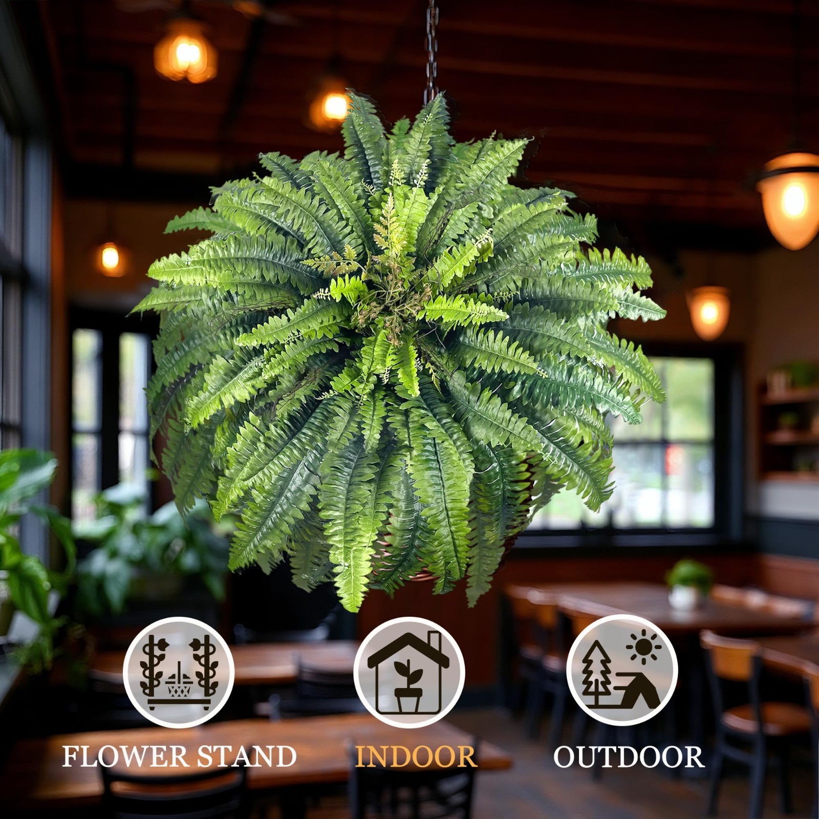 Large Artificial Ferns – 98 Fronds Realistic Faux Greenery for Home & Garden Dec