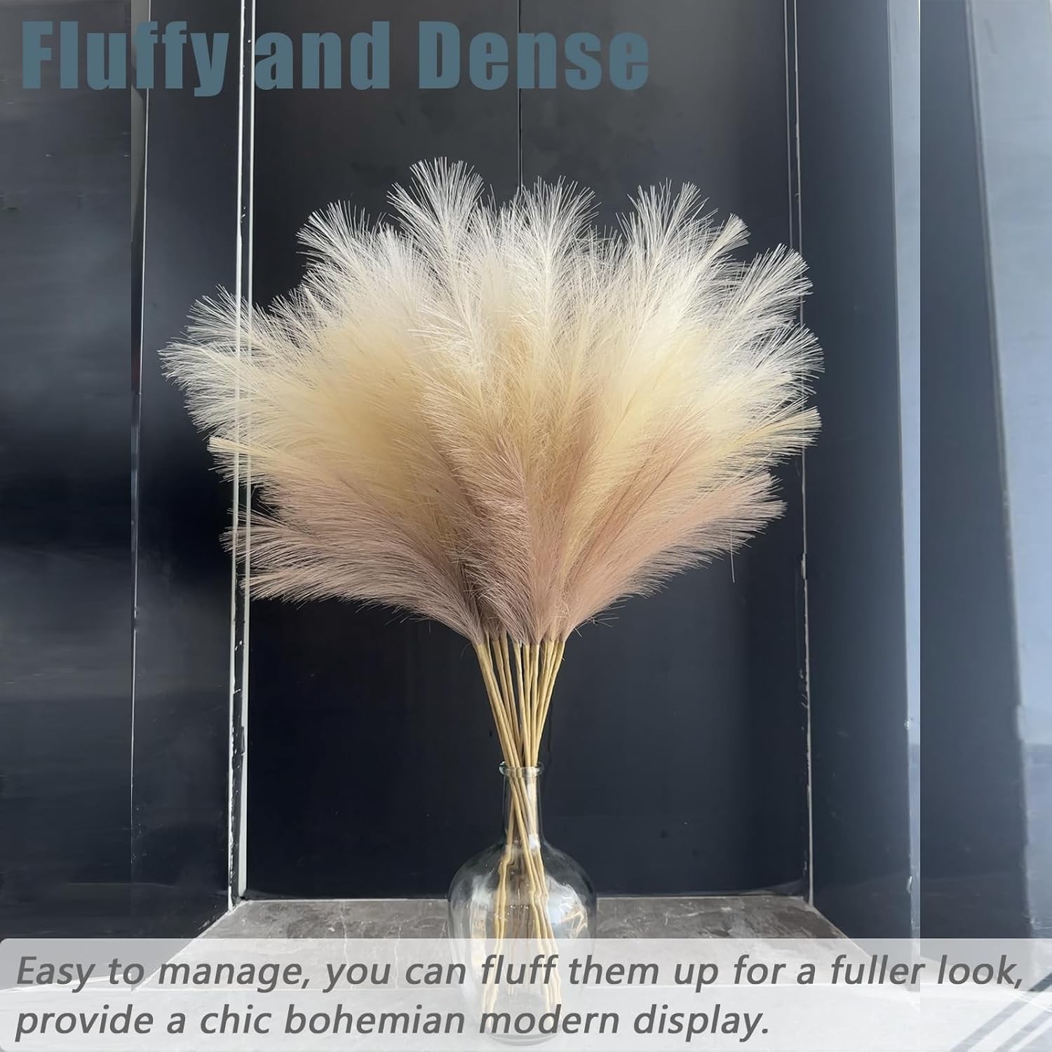 38″ 10 Stems Faux Pampas Grass Decor – Tall Pampas Grass for Floor Vase, Boho…