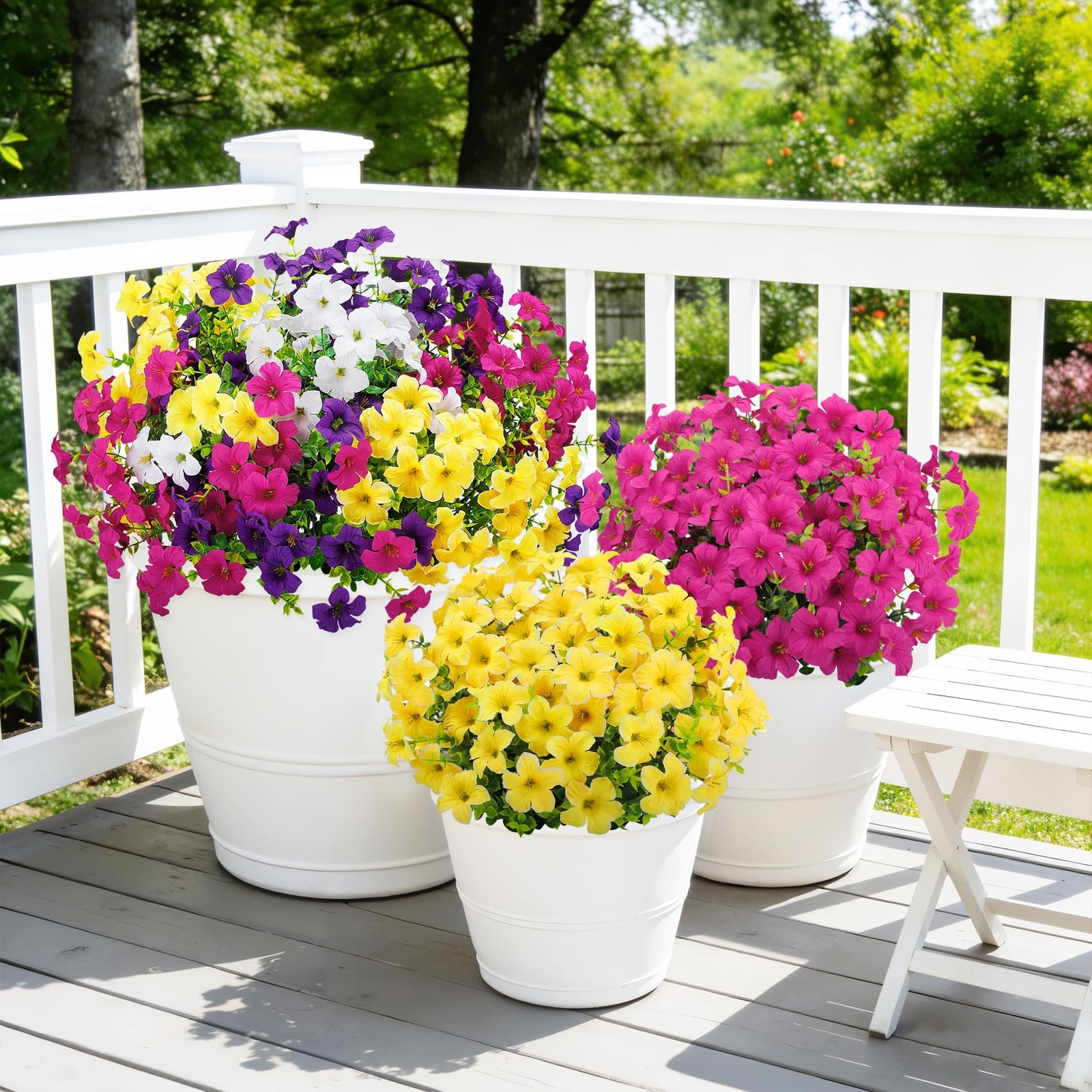 Besteek 20 Bundles Artificial Petunias Flowers for Outdoors, Faux Silk Flower…