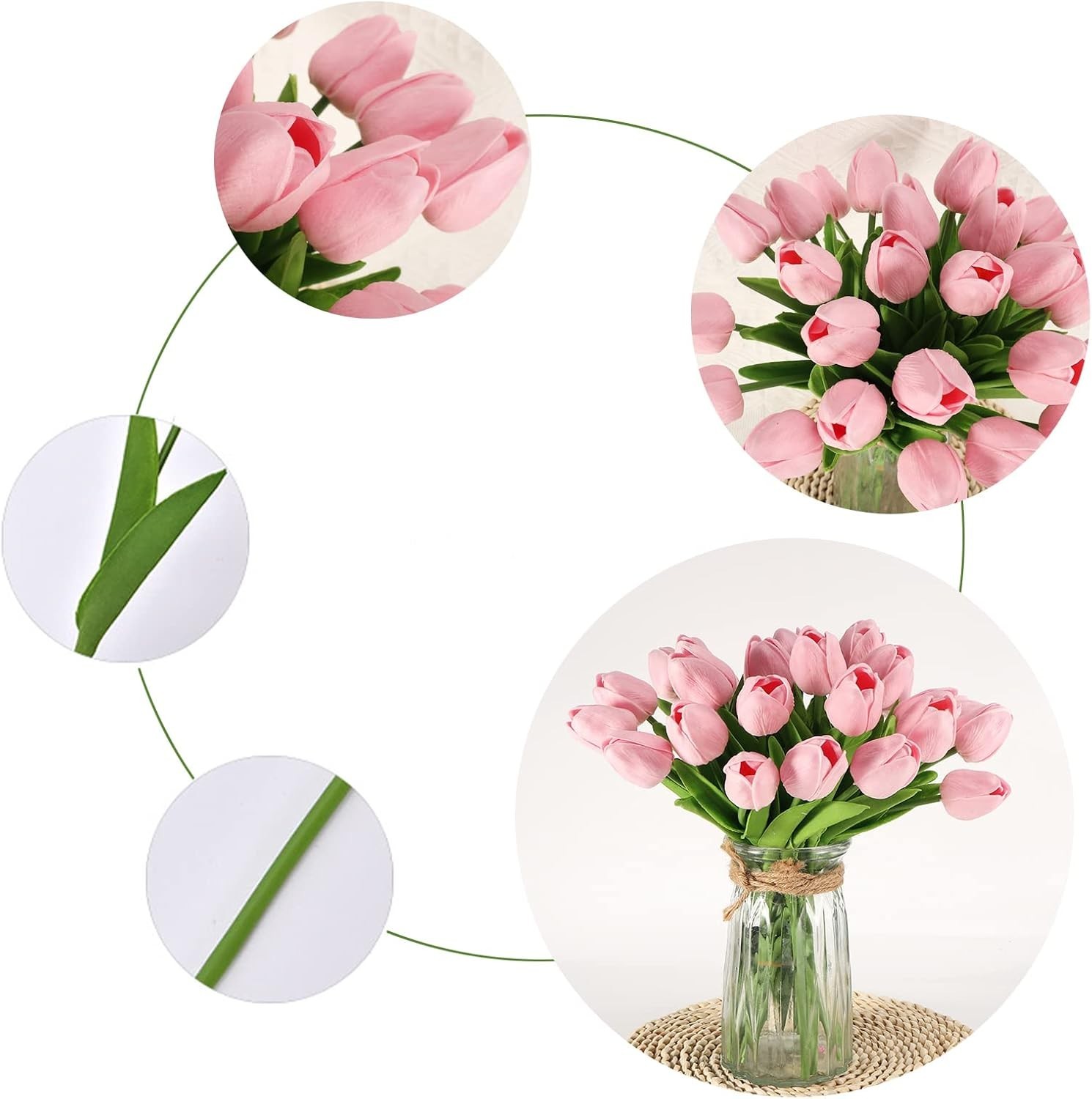 30 Tulipanes Artificiales de Tacto Real de PU, 14″, para Decoración de Hogar NEW