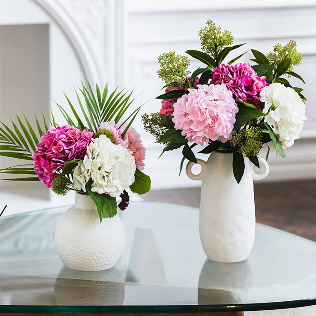 3pcs 25in Artificial Realistic Hydrangea Flowers 3D Real Touch 25in Extra Long