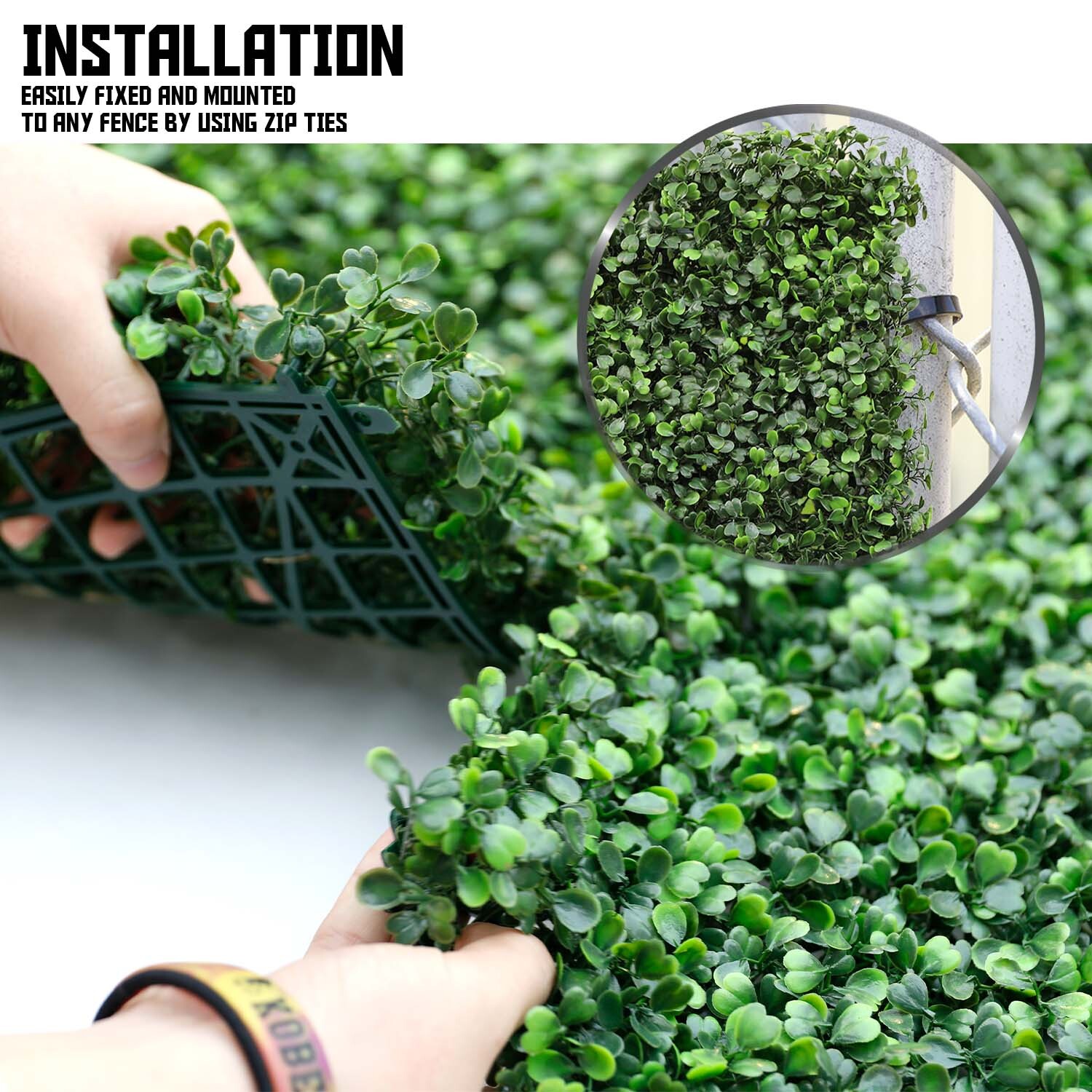 20″x20″ Artificial Faux Boxwood Leaf Greenery Fence Screen Wall Decor Panel