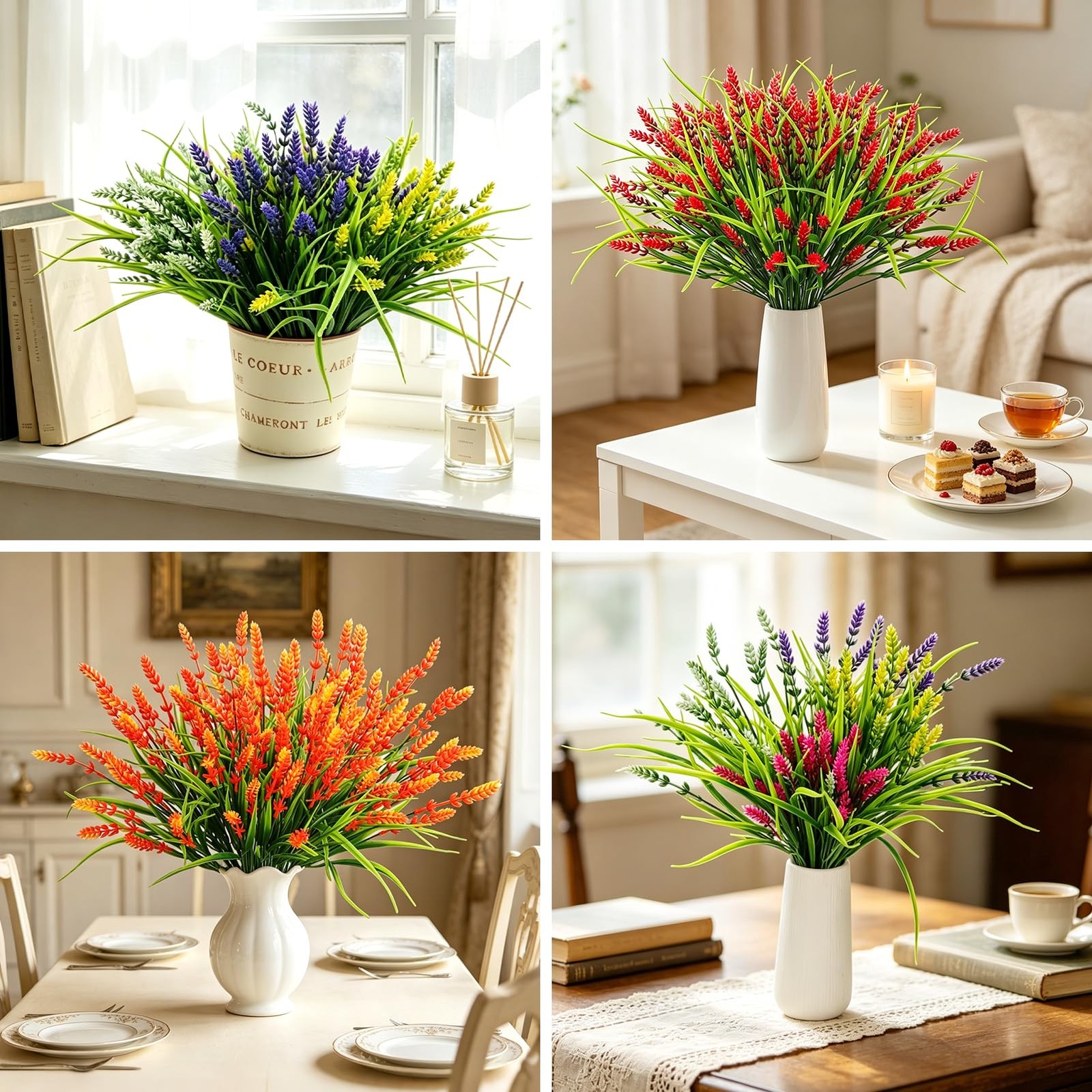24 Bundles Artificial Flowers for Outdoors, Fake Lavender Flowers UV Resistan…