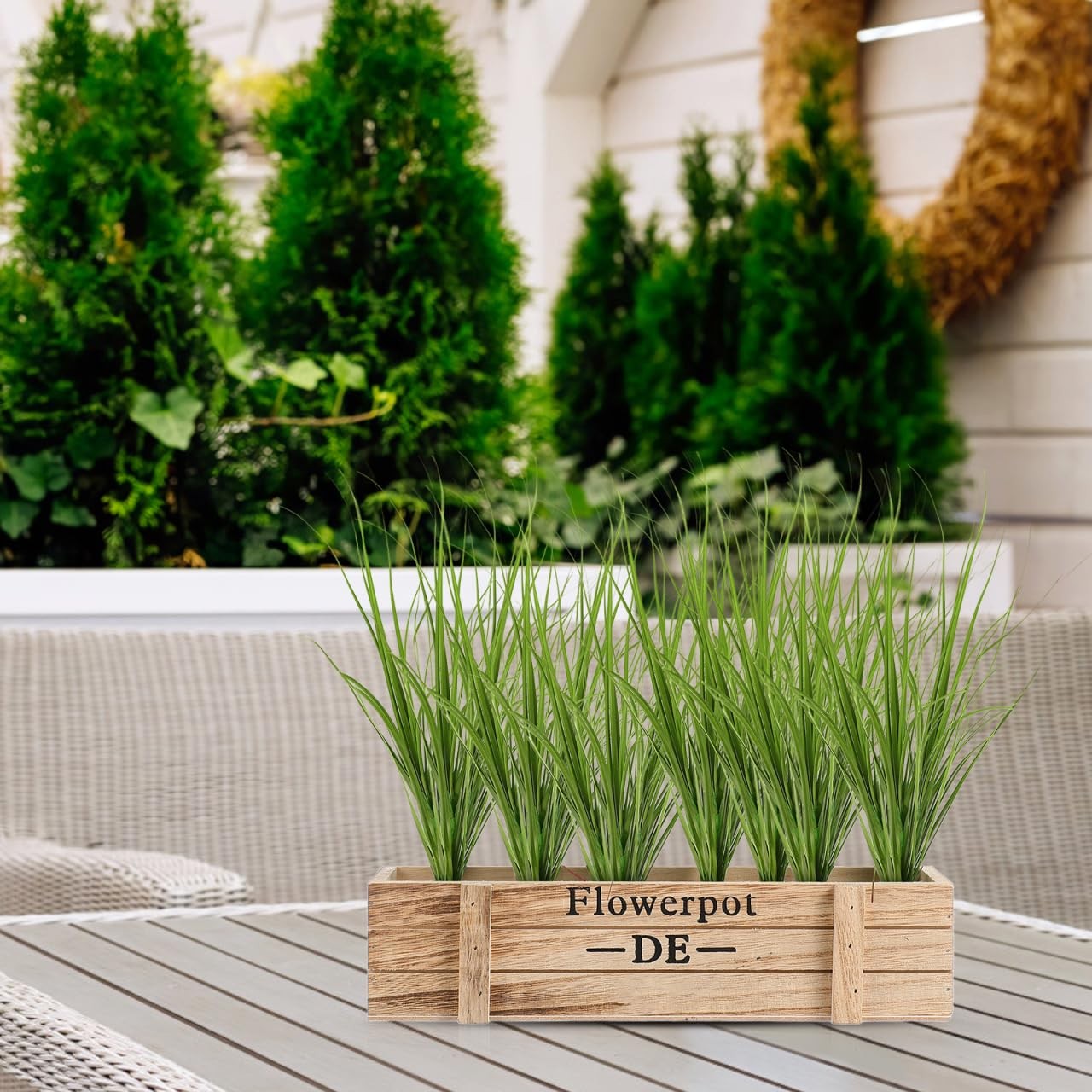 12 Pcs Artificial Grass Plants 11.81In Faux Cattail Stems Lifelike Greenery S…