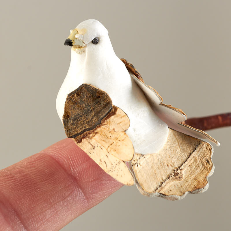 Set of 10 Natural Bark Tail and Wing Artificial 1-7/8″ Mushroom Dove Birds