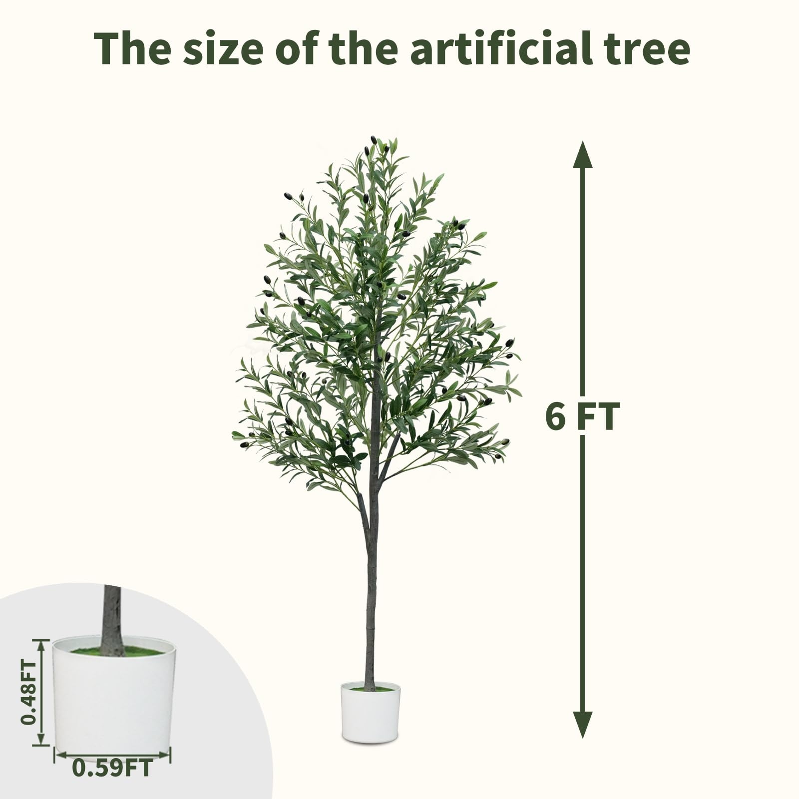 6FT Artificial Olive Tree,Artificial Plants Indoor,Faux Tree 6ft, White